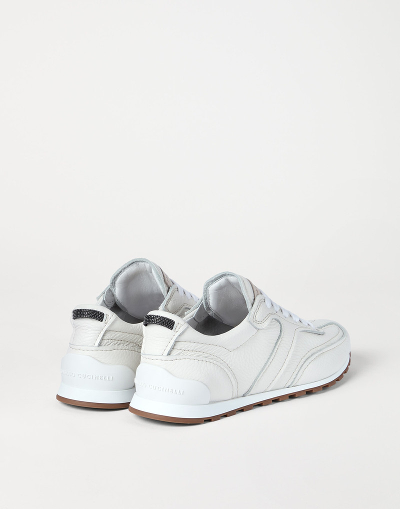 Brunello Cucinelli Grained soft leather runners with shiny loops outlook
