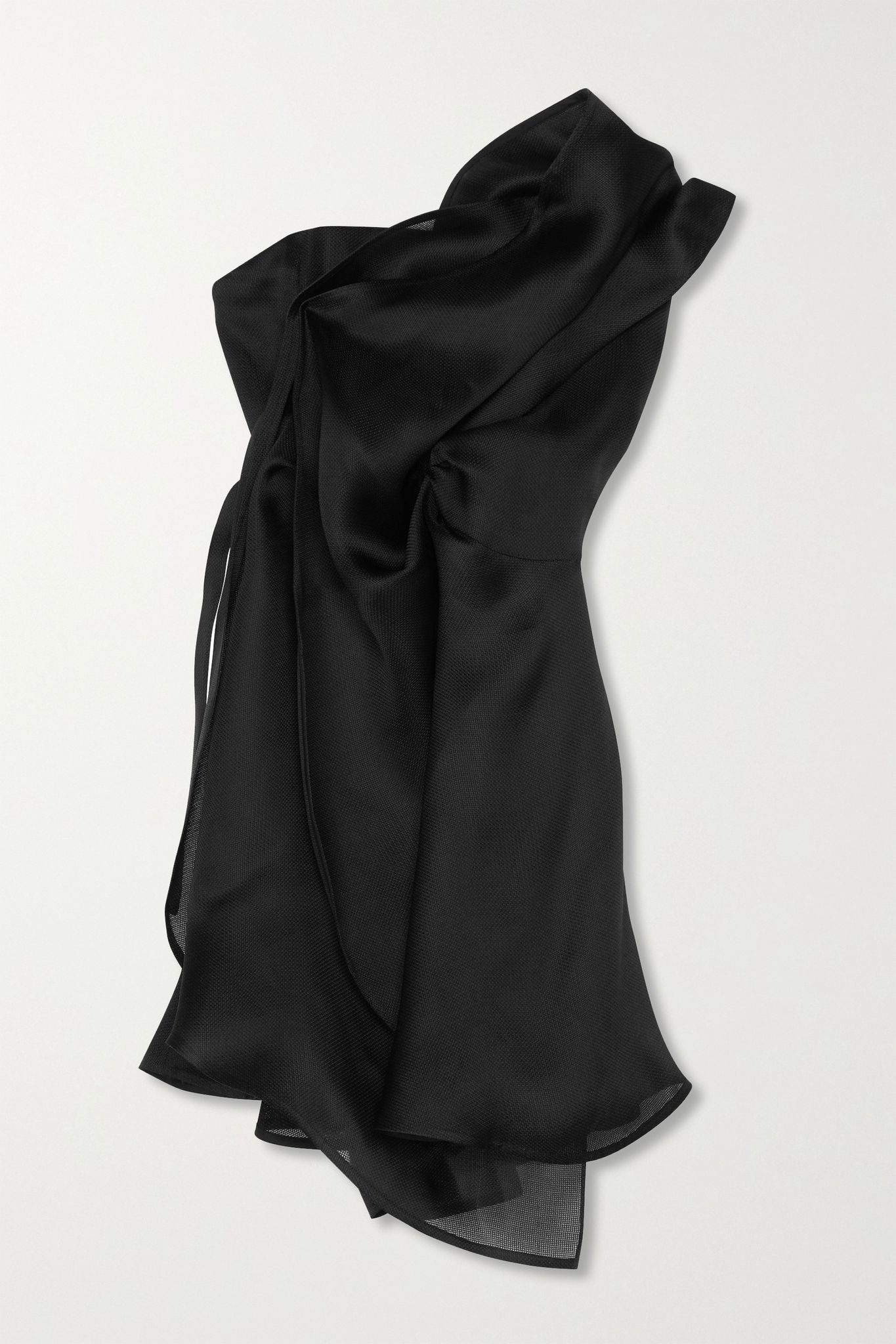 Asymmetric gathered silk-gazar dress - 1