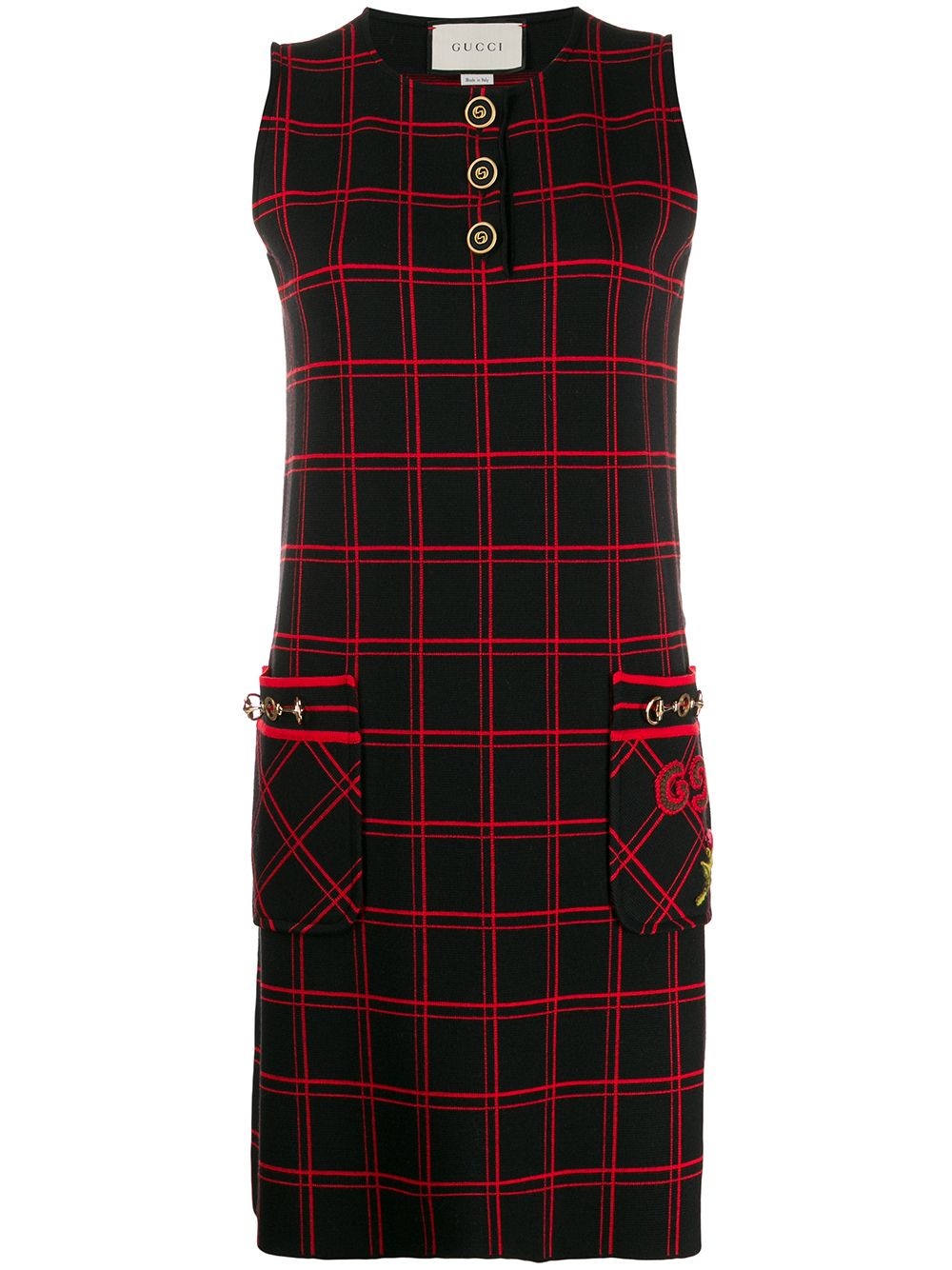 sleeveless checked mini dress - 1