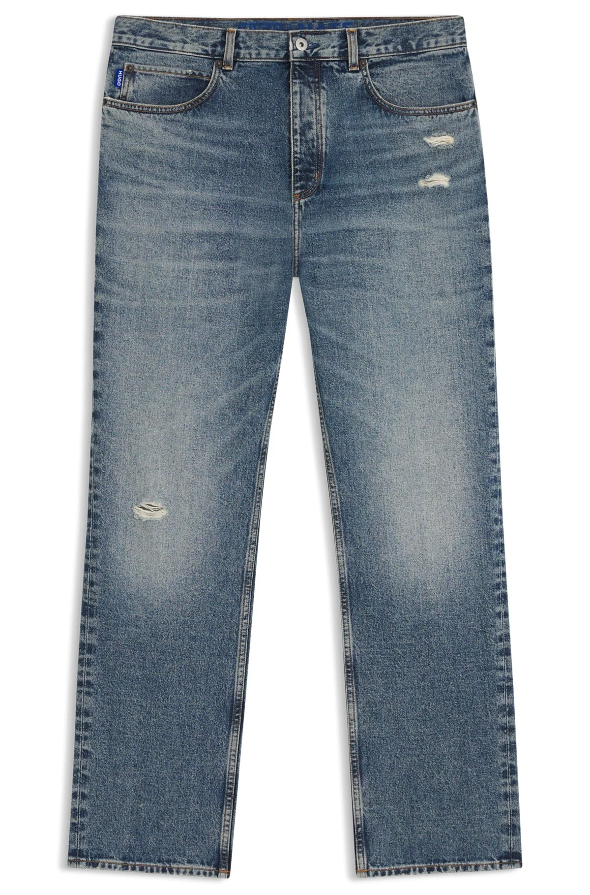 BAGGY-FIT JEANS IN BLUE DISTRESSED DENIM - 1