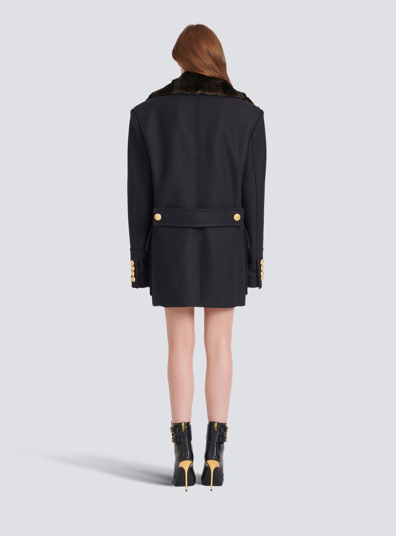 Unisex - Six-button wool coat with detachable collar 6