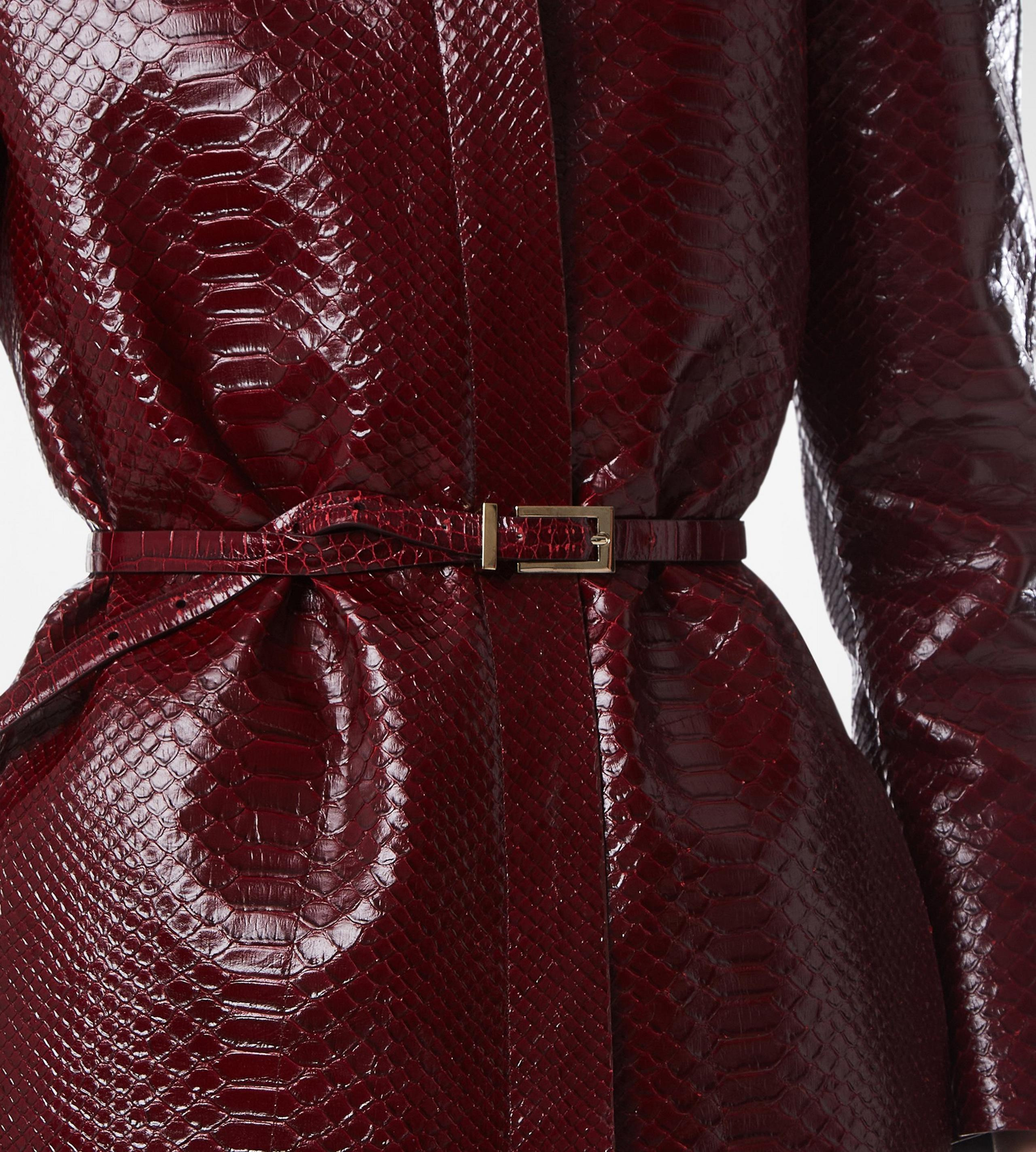 SHINY STAMPED CROCODILE LEATHER FRAME BUCKLE BELT - 3