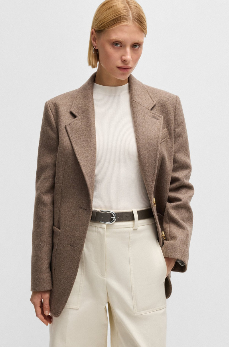BOSS ITALIAN-LEATHER BELT WITH POLISHED SILVER HARDWARE outlook