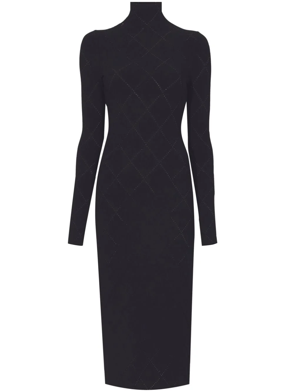 Pointelle Diamonds-knit high-neck midi dress - 1