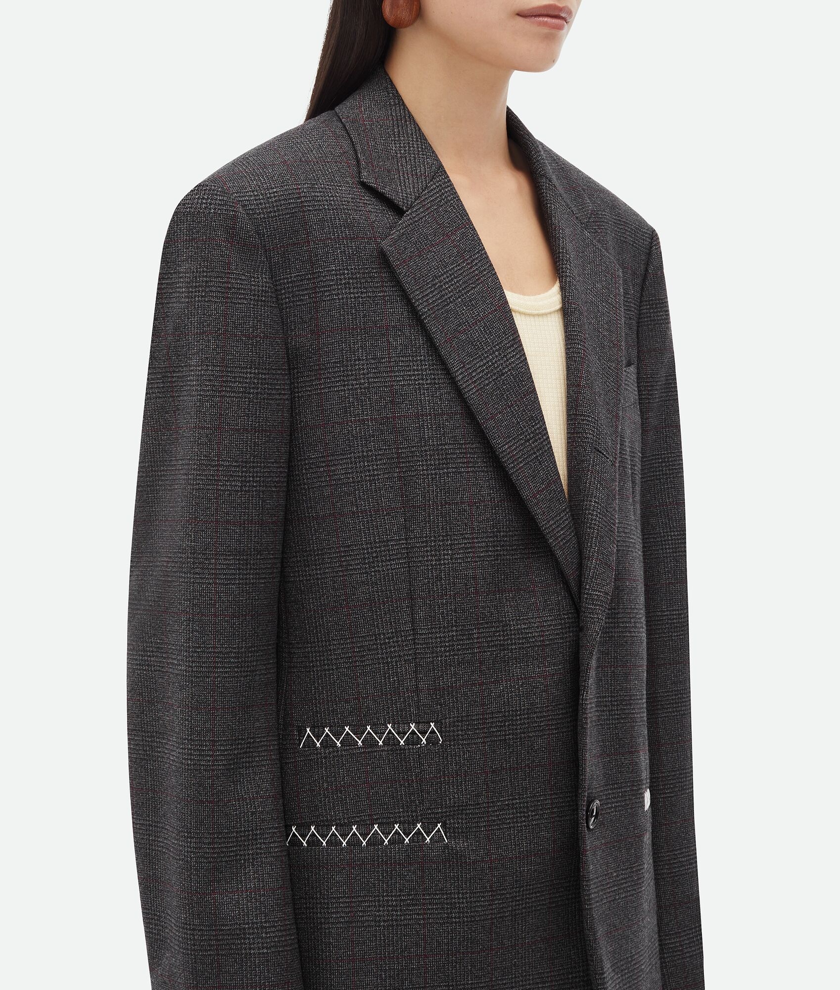 Prince Of Wales Wool Jacket With Label - 4