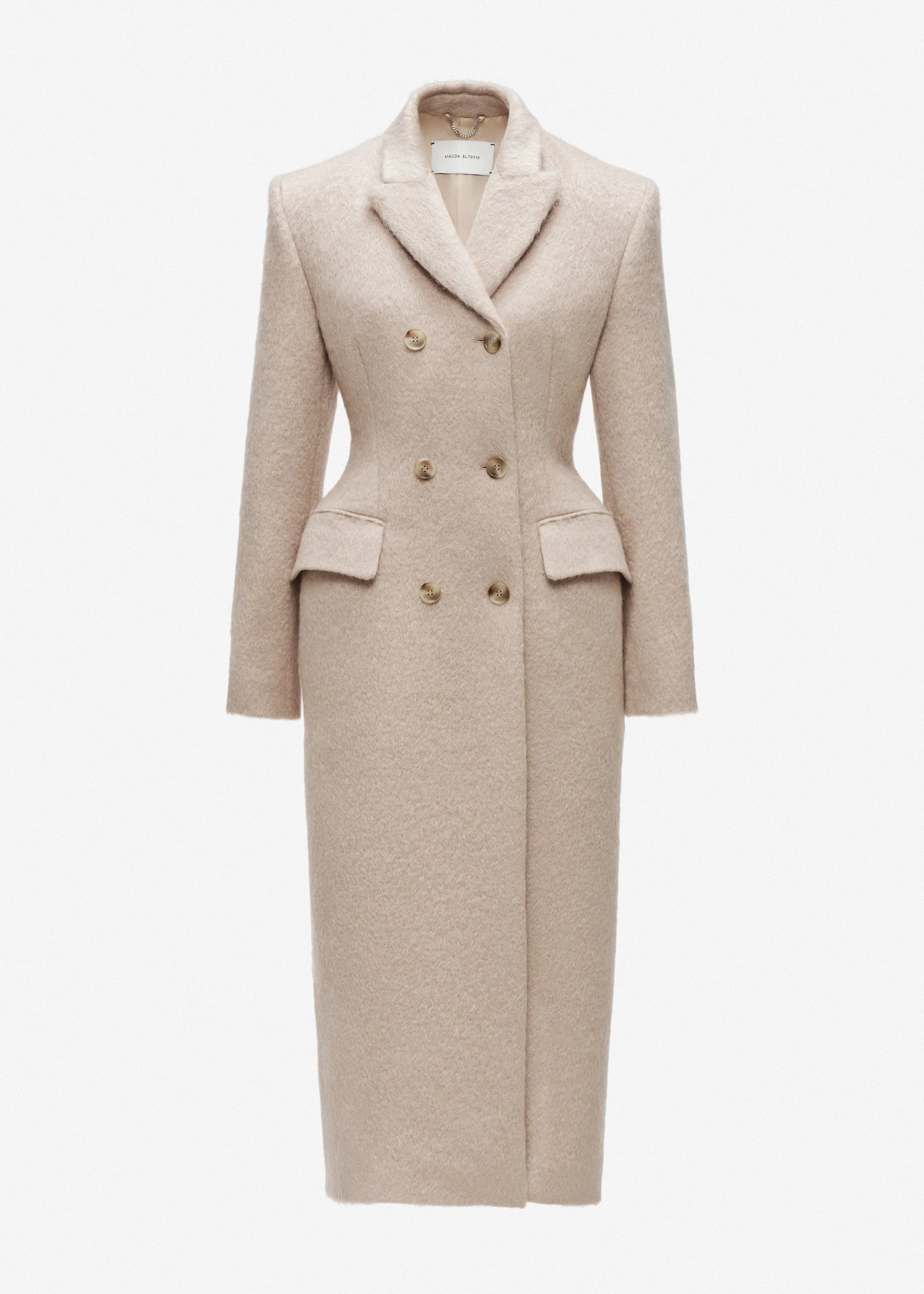 Hourglass double-breasted coat in beige - 1