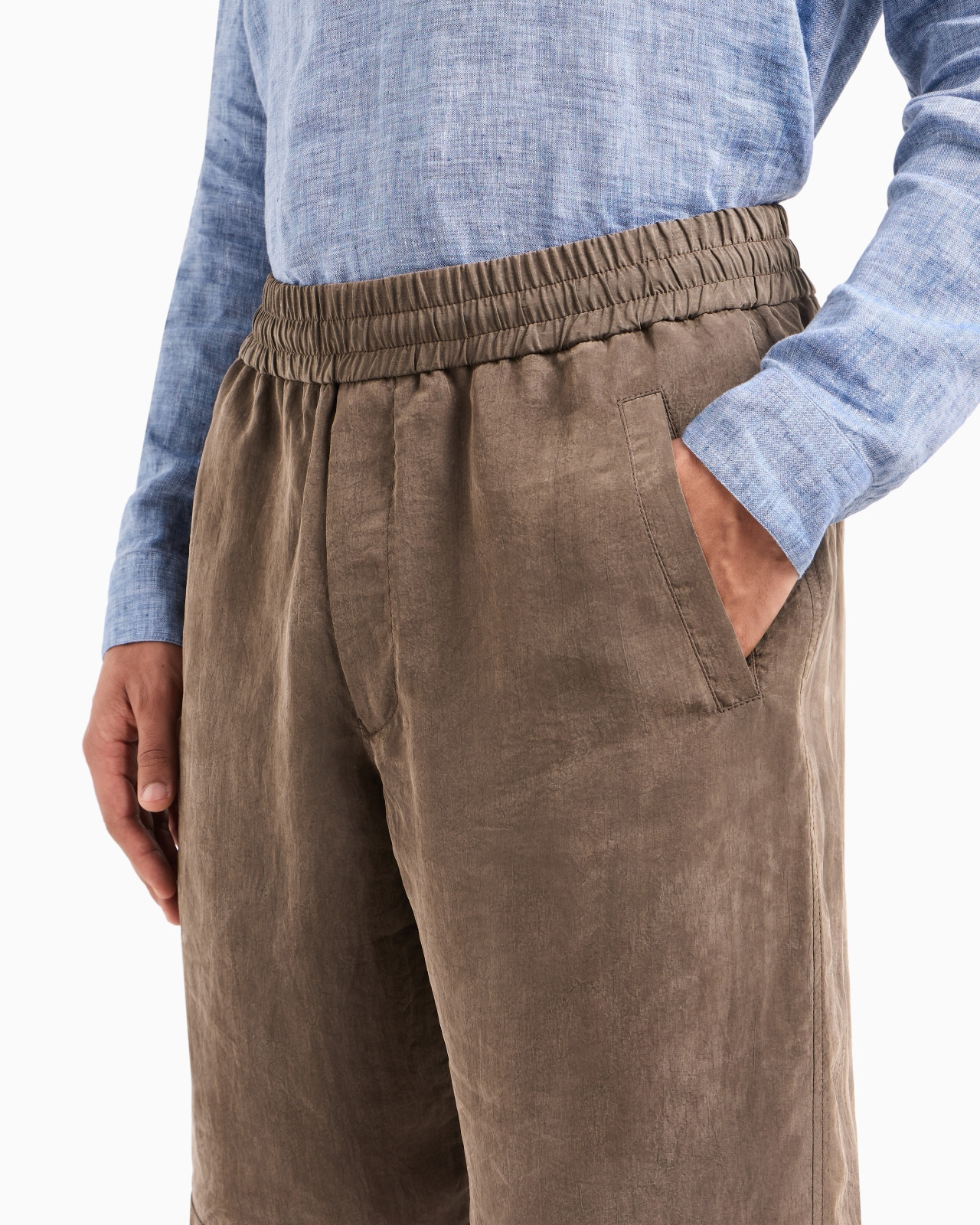 WASHED LYOCELL CANVAS BERMUDA SHORTS - 5