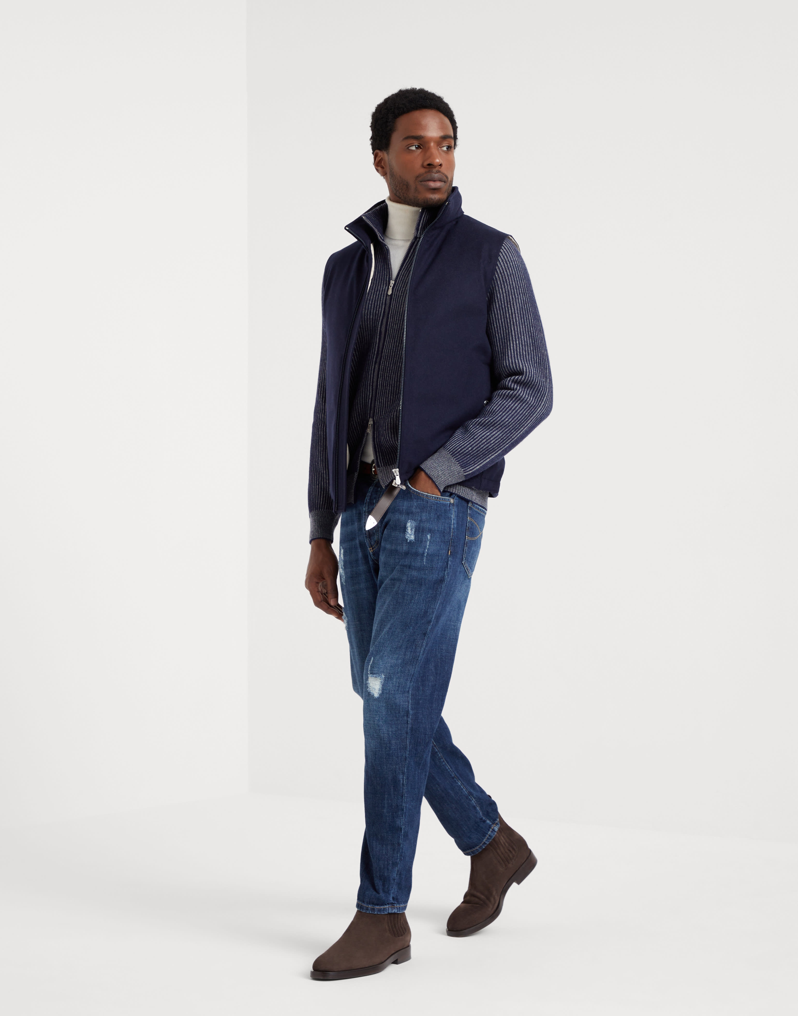 Bonded wool flannel down vest - 5