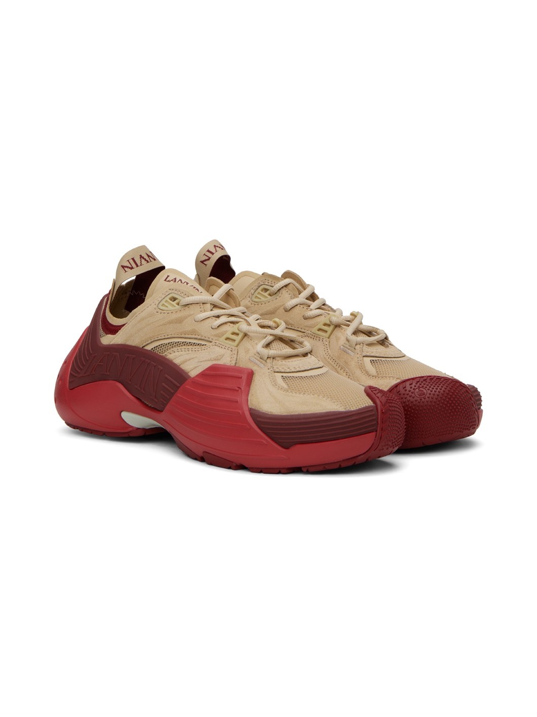 Beige & Red Flash-X Sneakers - 4