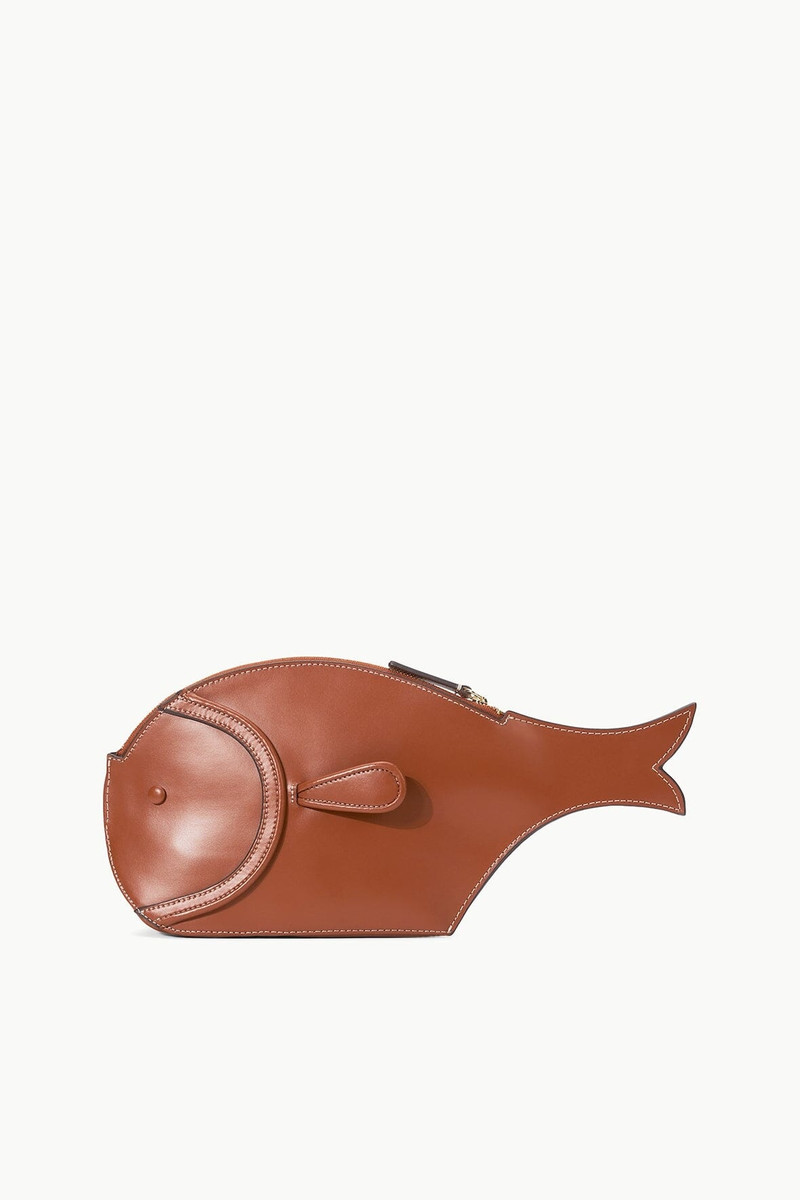 STAUD PESCE LEATHER CLUTCH TAN 1