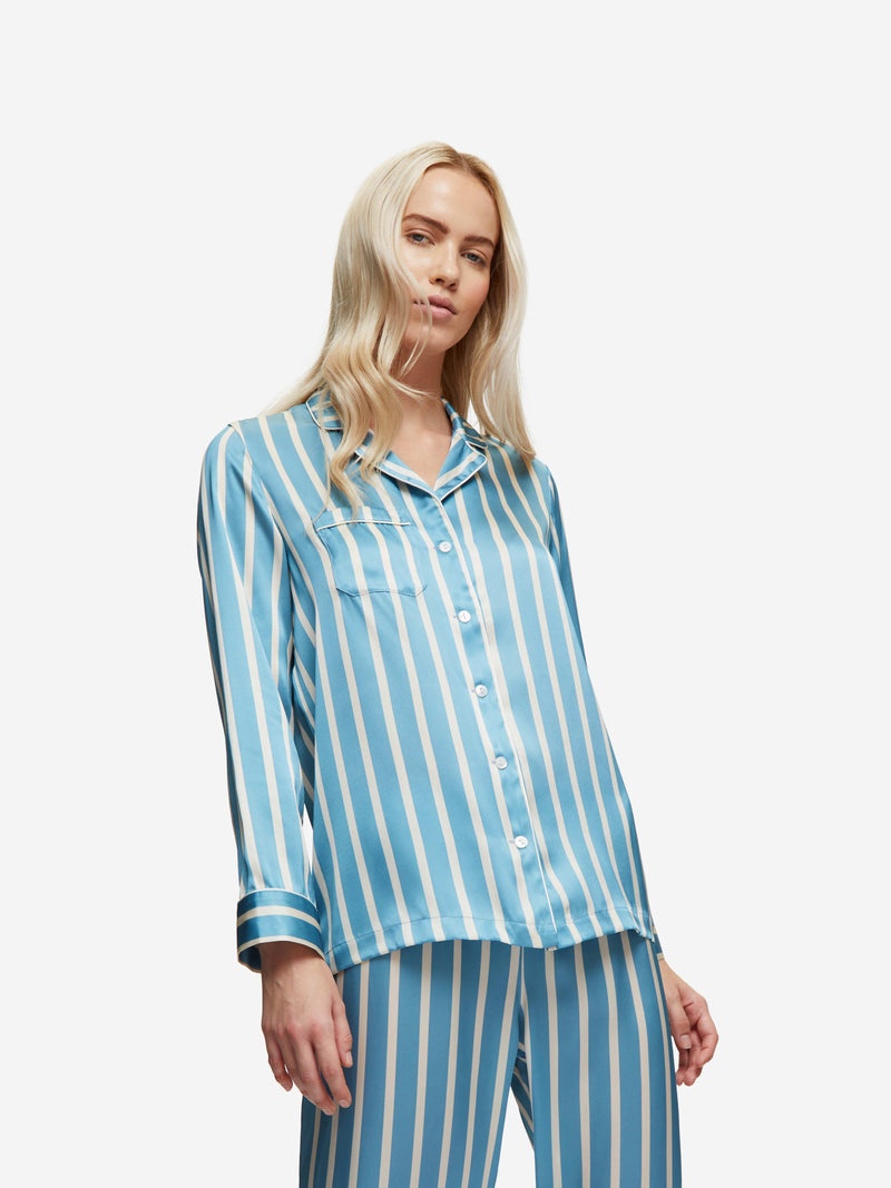 Women's Pyjamas Brindisi 88 Silk Satin Blue - 2