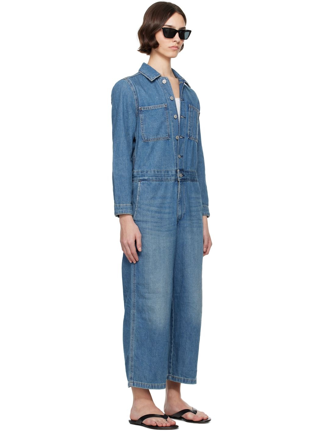 Blue Iconic Linen+ Denim Jumpsuit - 2