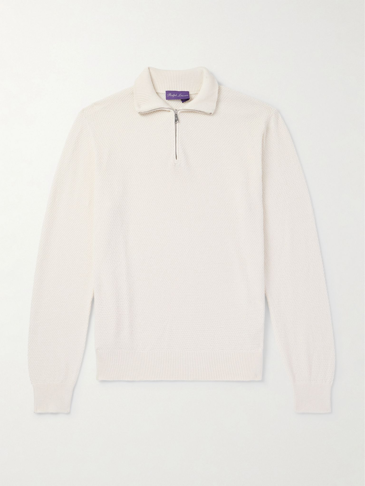 Mulberry Silk and Cotton-Blend Half-Zip Sweater Cream - 1