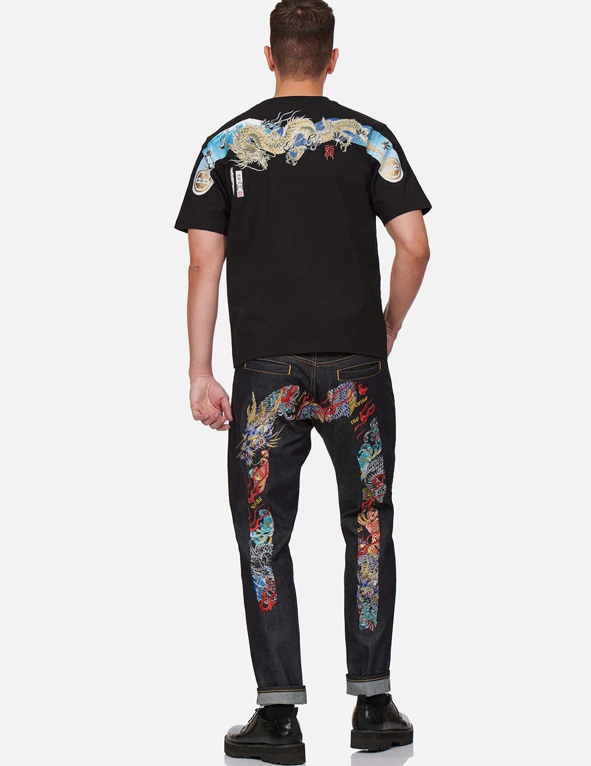 MULTICOLOR DRAGON DAICOCK EMBROIDERED CARROT FIT JEANS #2017 - 5