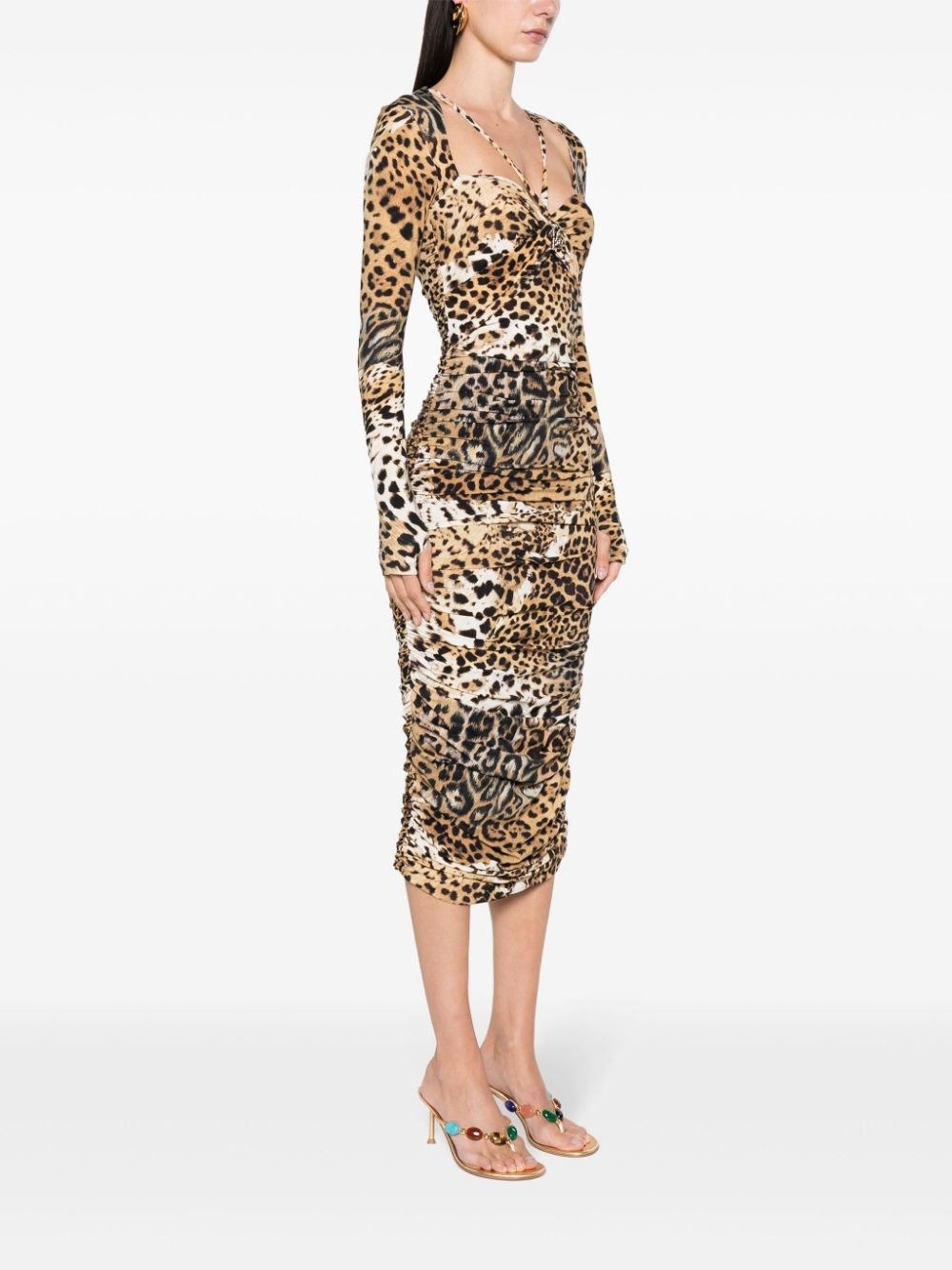 Jaguar Skin-print ruched dress - 3