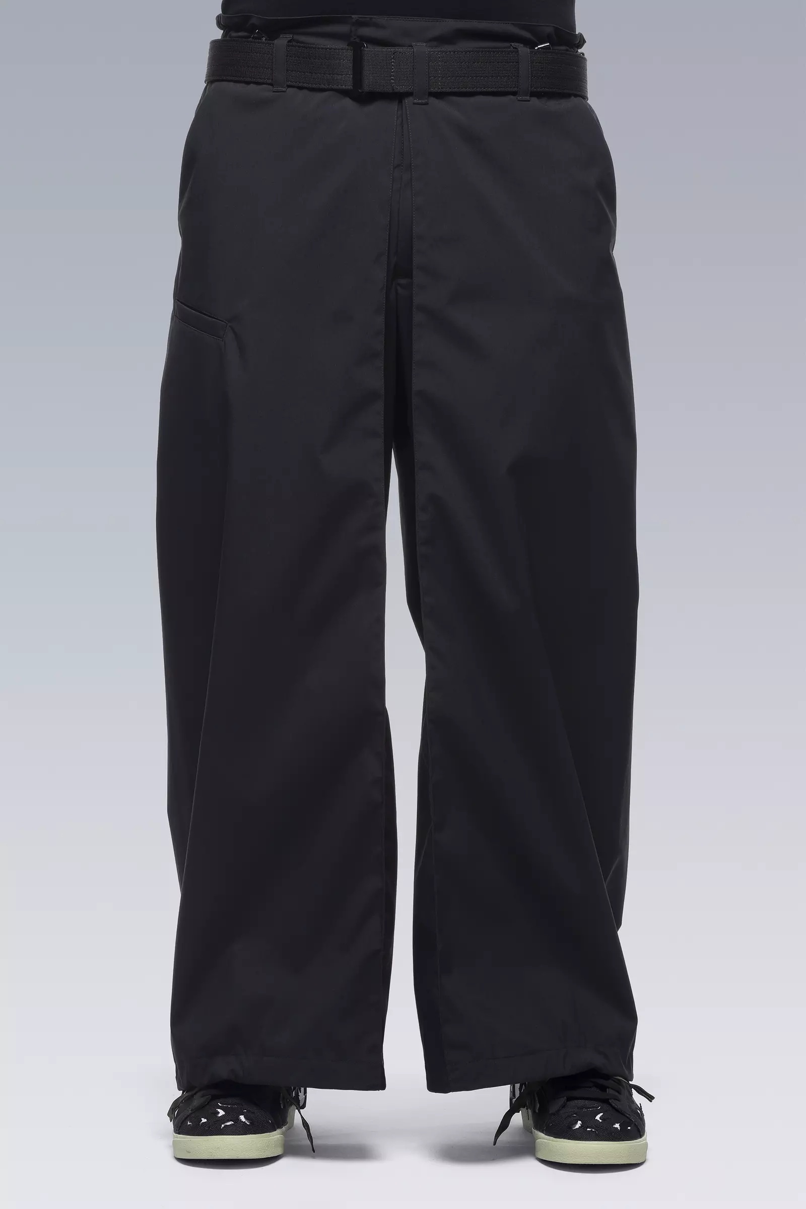 P54-E Encapsulated Nylon Pleated Trouser Black - 1