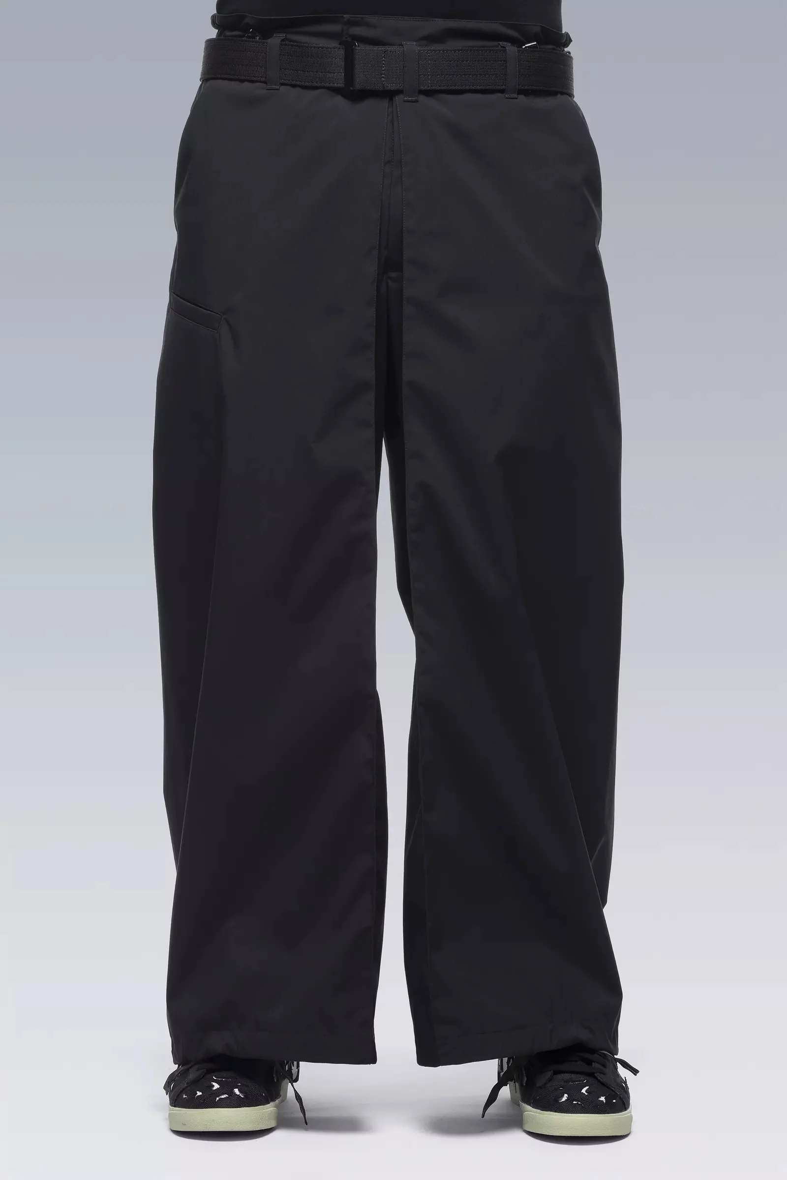 P54-E Encapsulated Nylon Pleated Trouser Black - 1