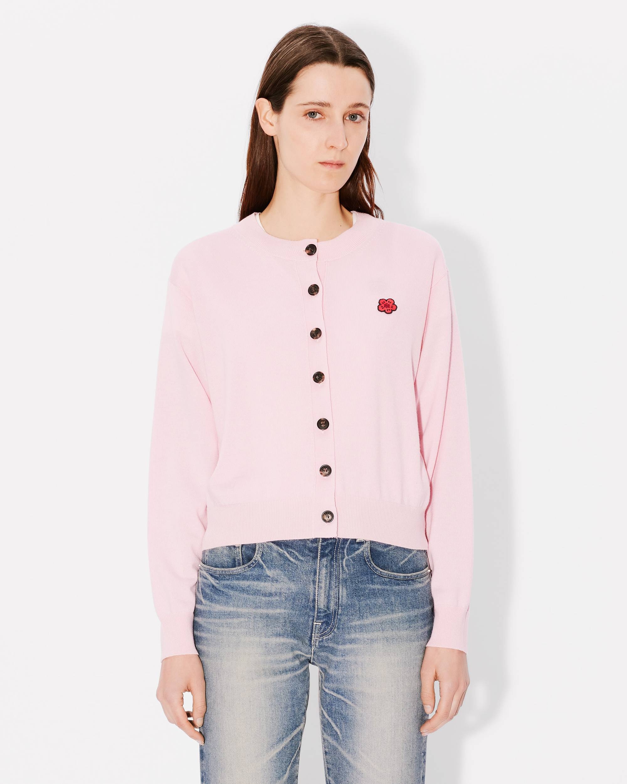 'Boke Flower' embroidered crewneck cardigan - 1