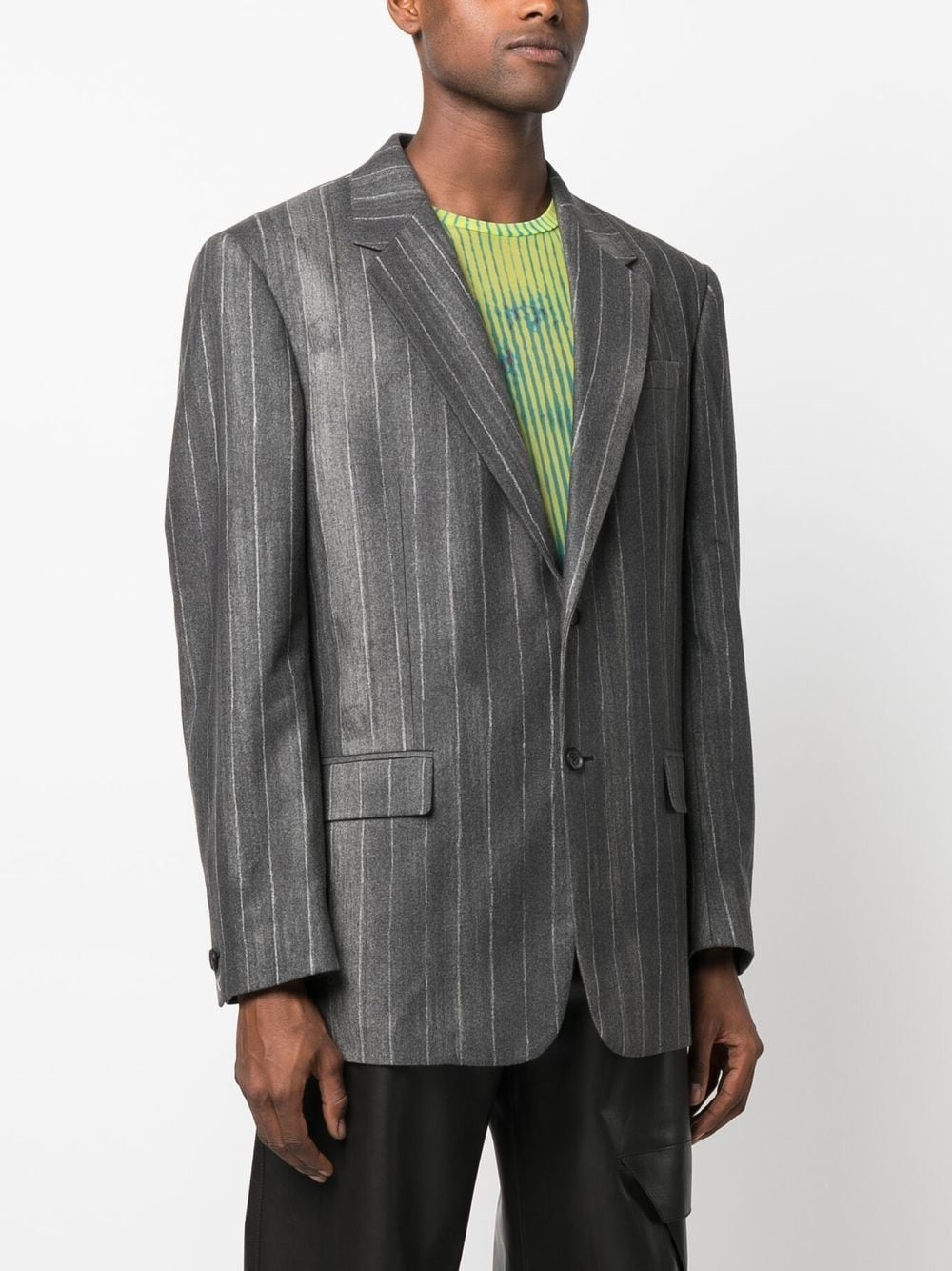 pinstripe single-breasted blazer - 3