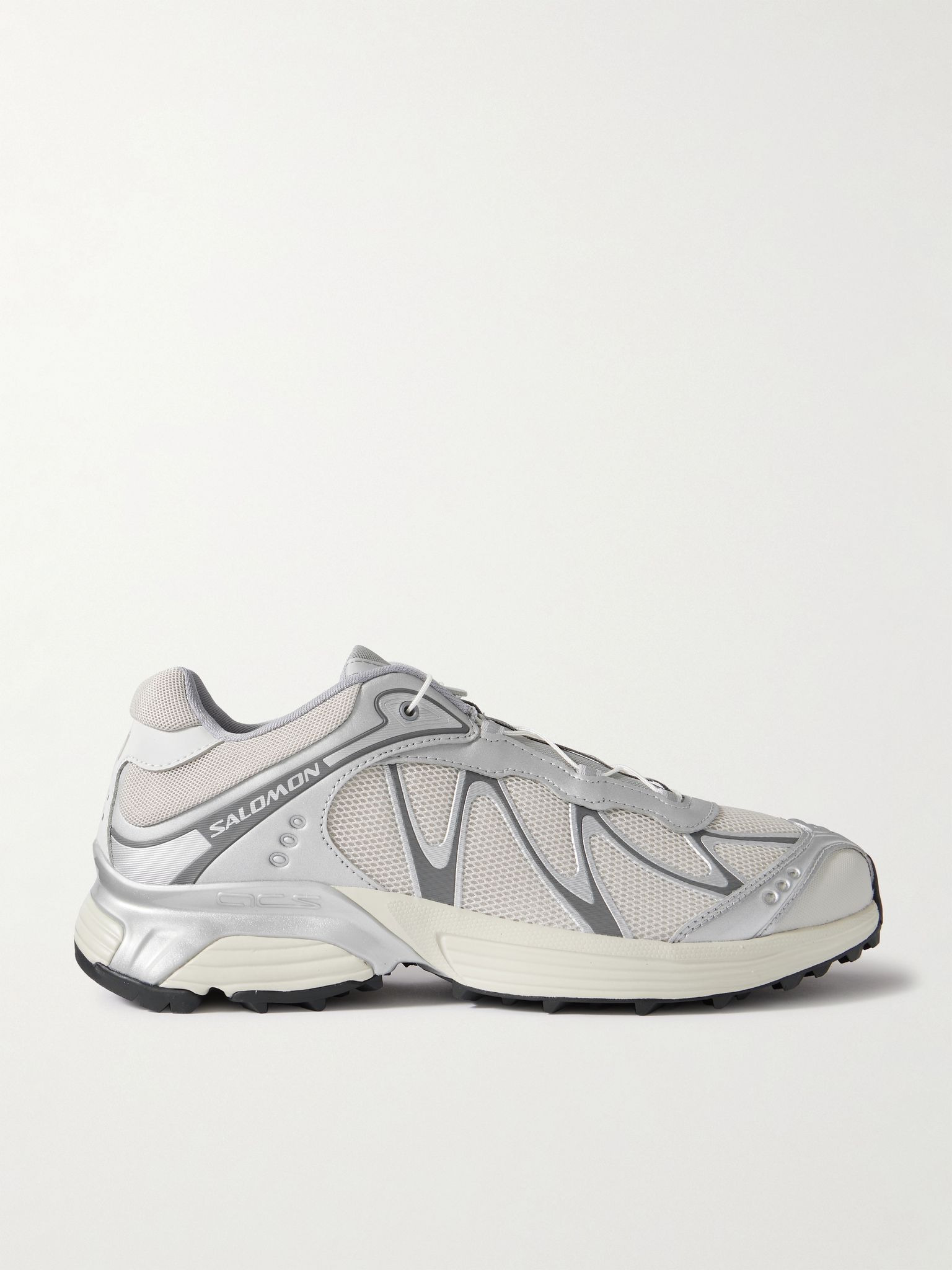 XT-WHISPER Metallic Rubber-Trimmed Mesh Sneakers Gray - 1