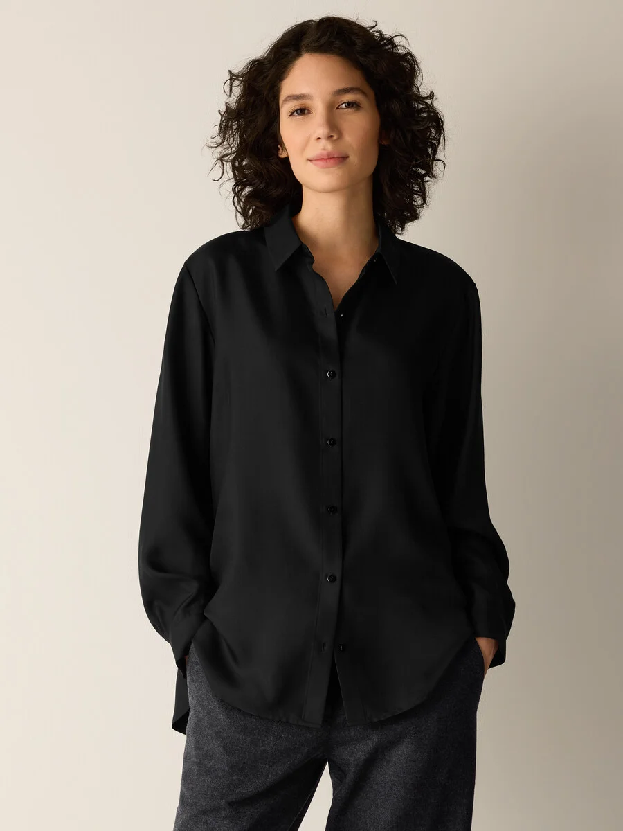 Silk Twill Classic Collar Shirt - 1