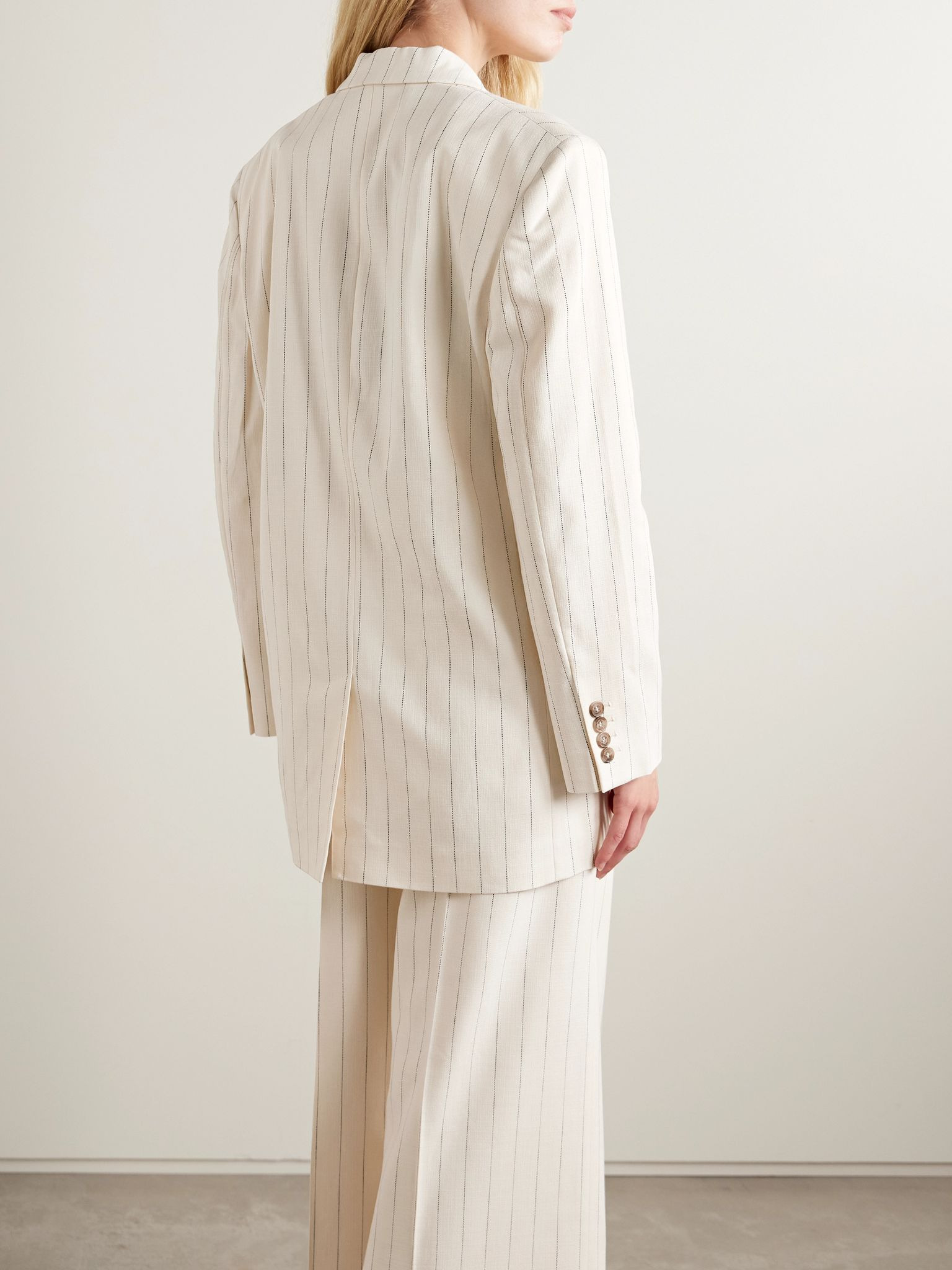 Sara oversized pinstriped woven blazer Off-white - 4