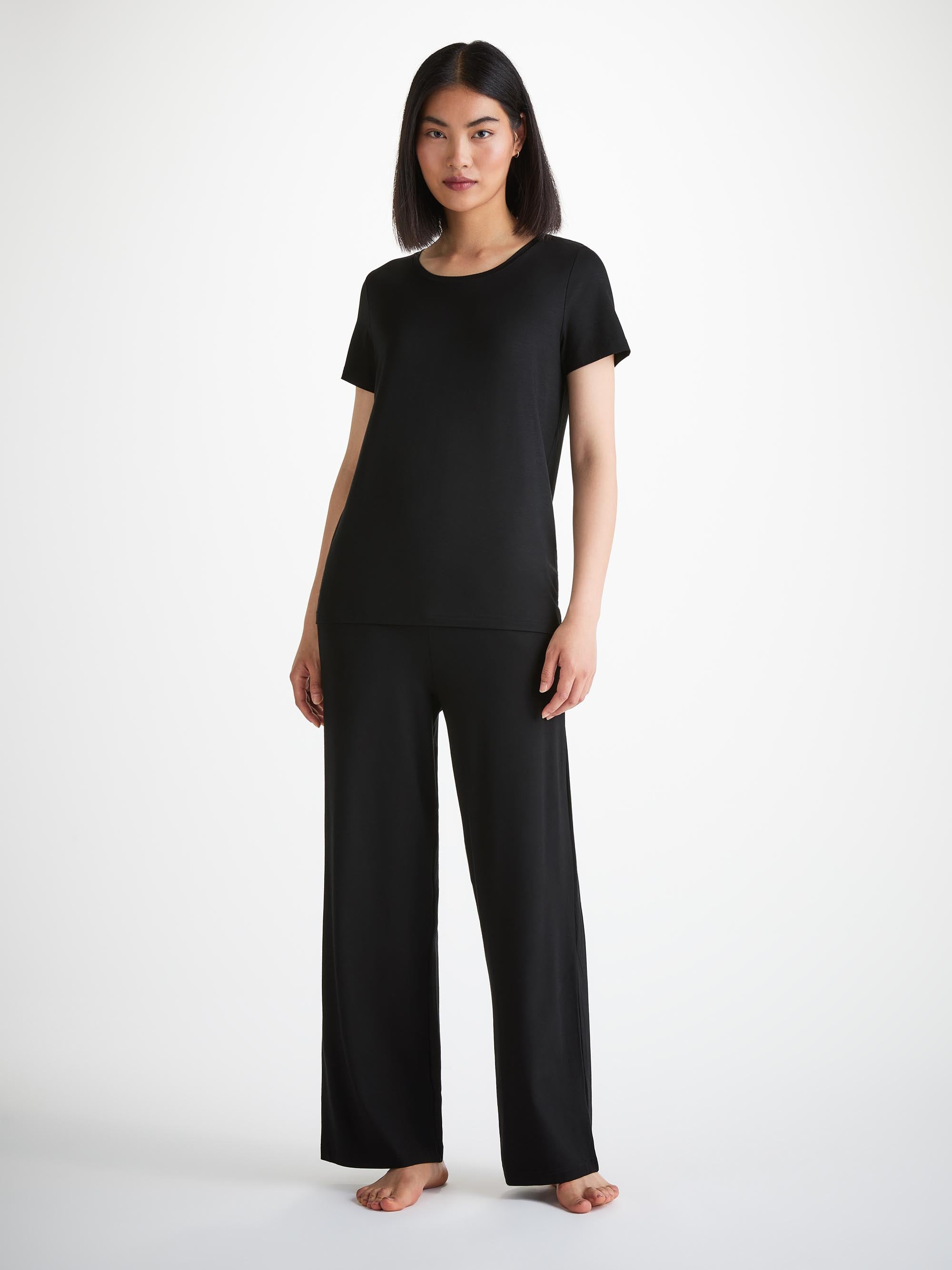 Women's T-Shirt Lara Micro Modal Stretch Black - 4