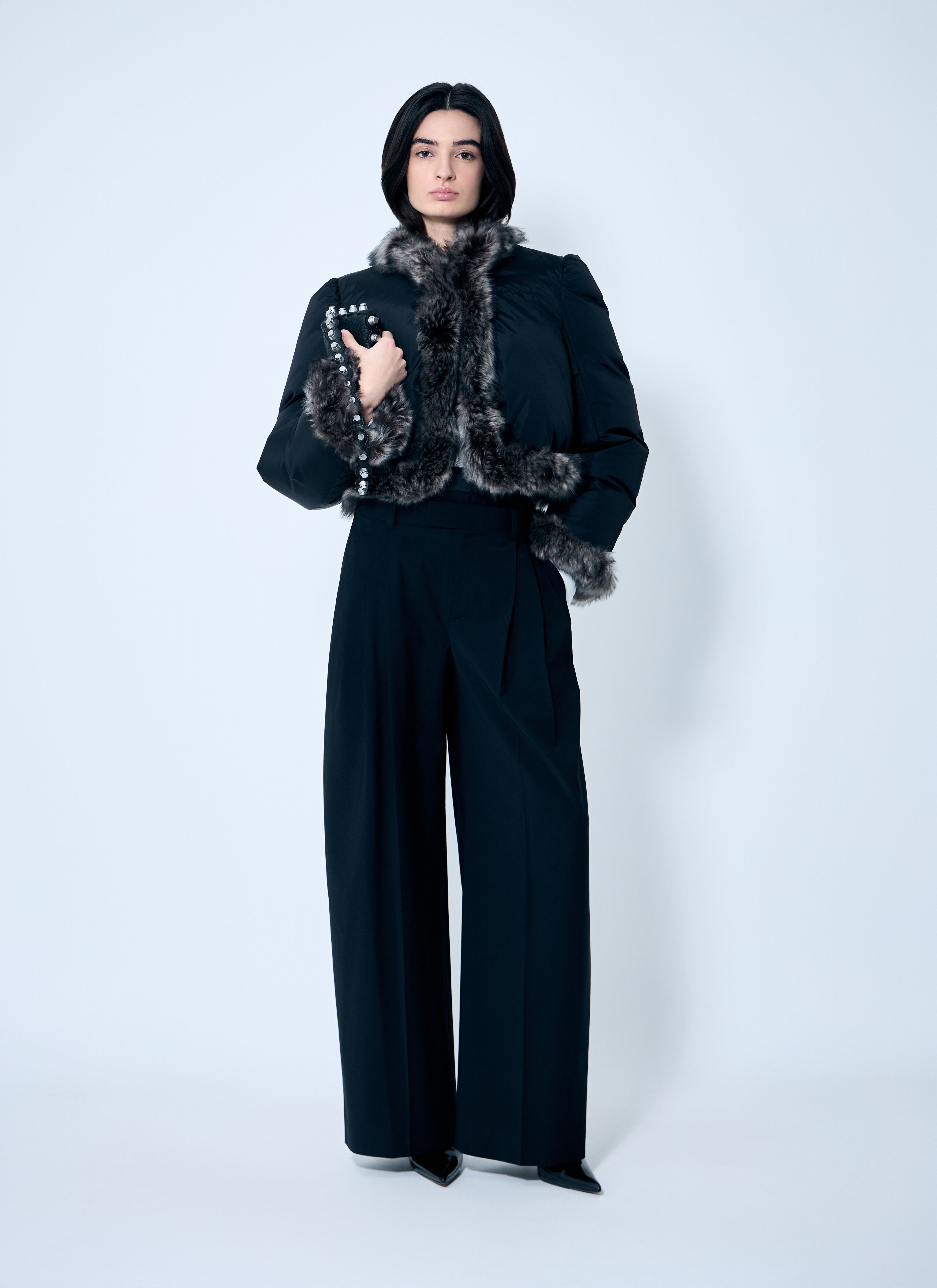 Puffer Jacket With Shearling Trims - 2