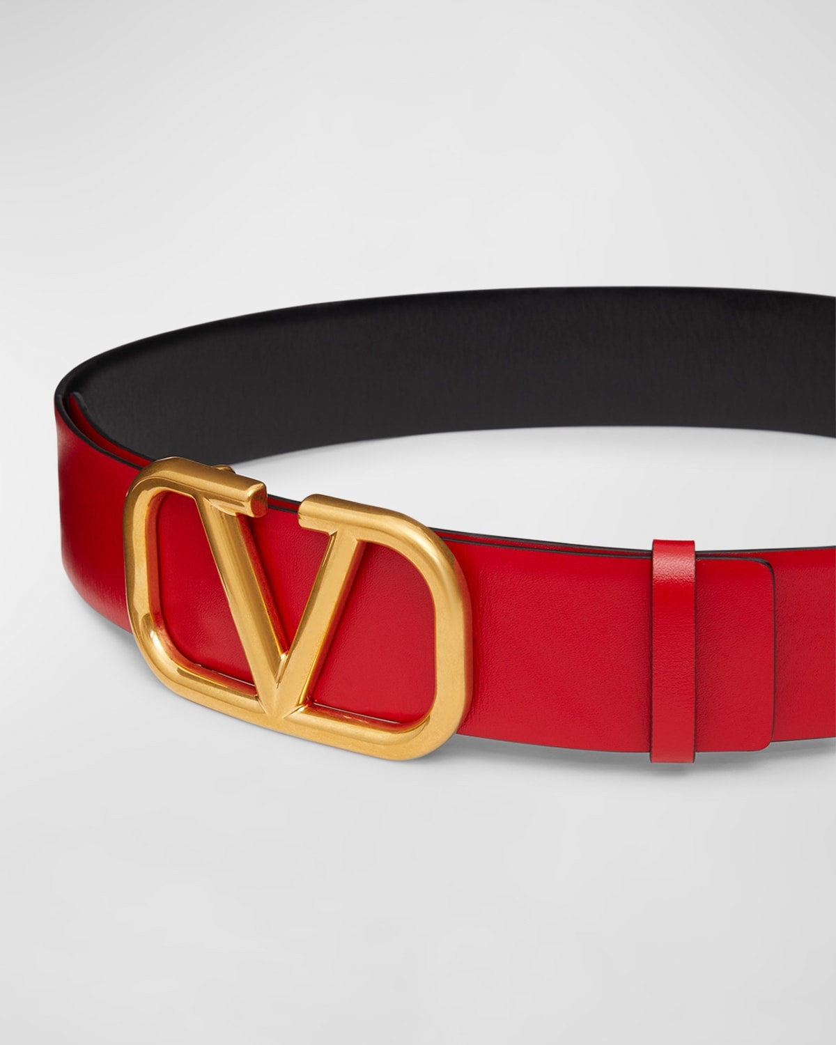 V-Logo Signature Reversible Leather Belt - 3
