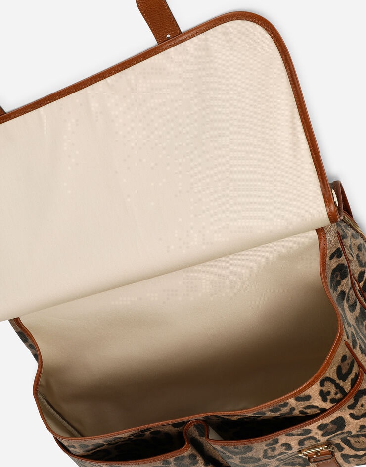 Medium travel bag in leopard-print Crespo with branded plate - 7