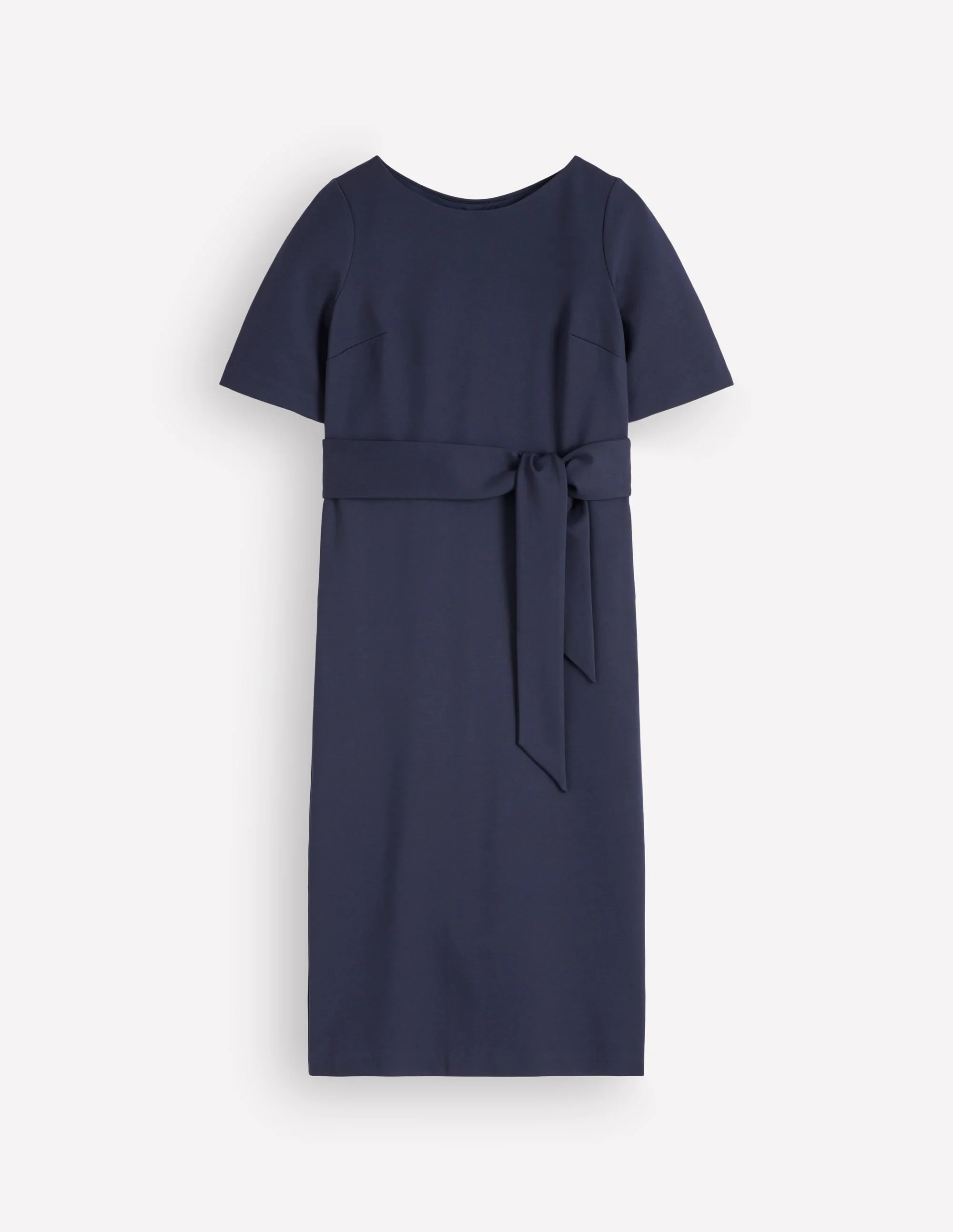 Belted Ponte Midi Dress-Navy - 1
