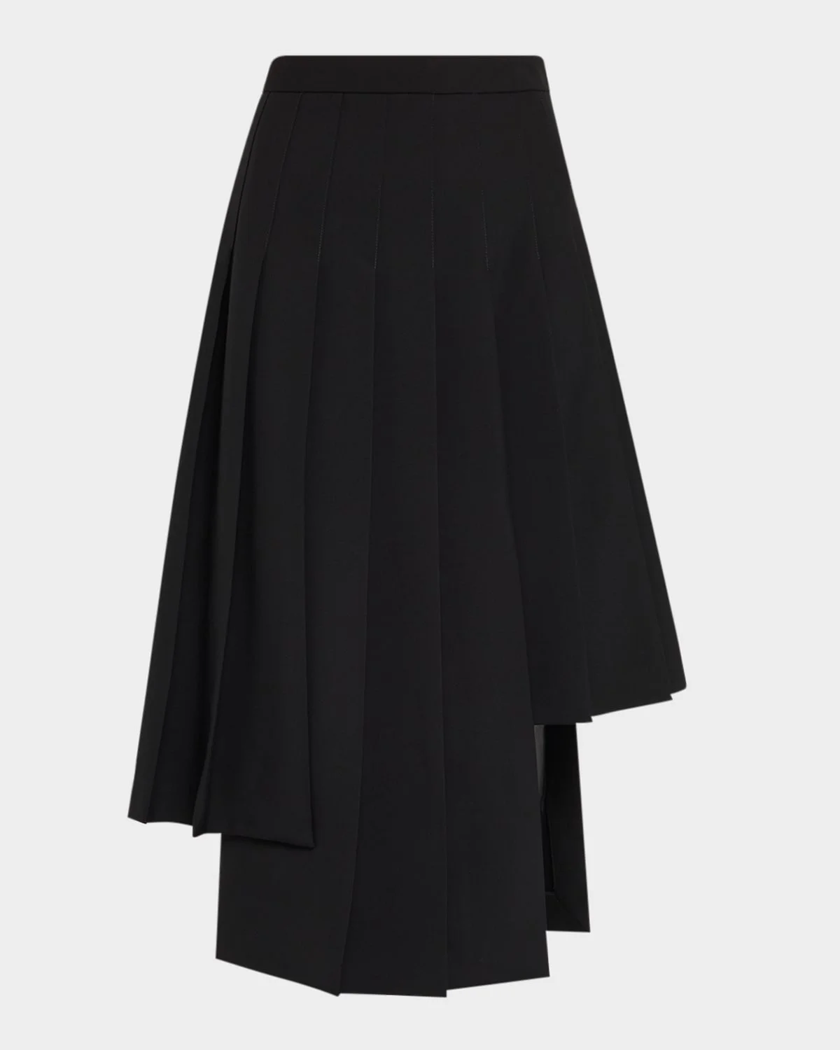 Asymmetric Pleated Midi Skirt - 1