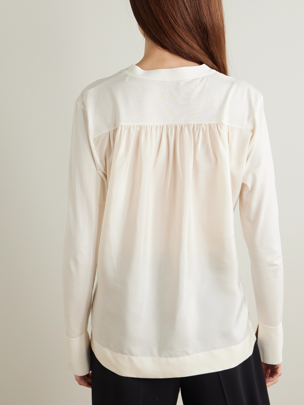 Cotton And Silk-blend And Silk-habotai Cardigan - 3