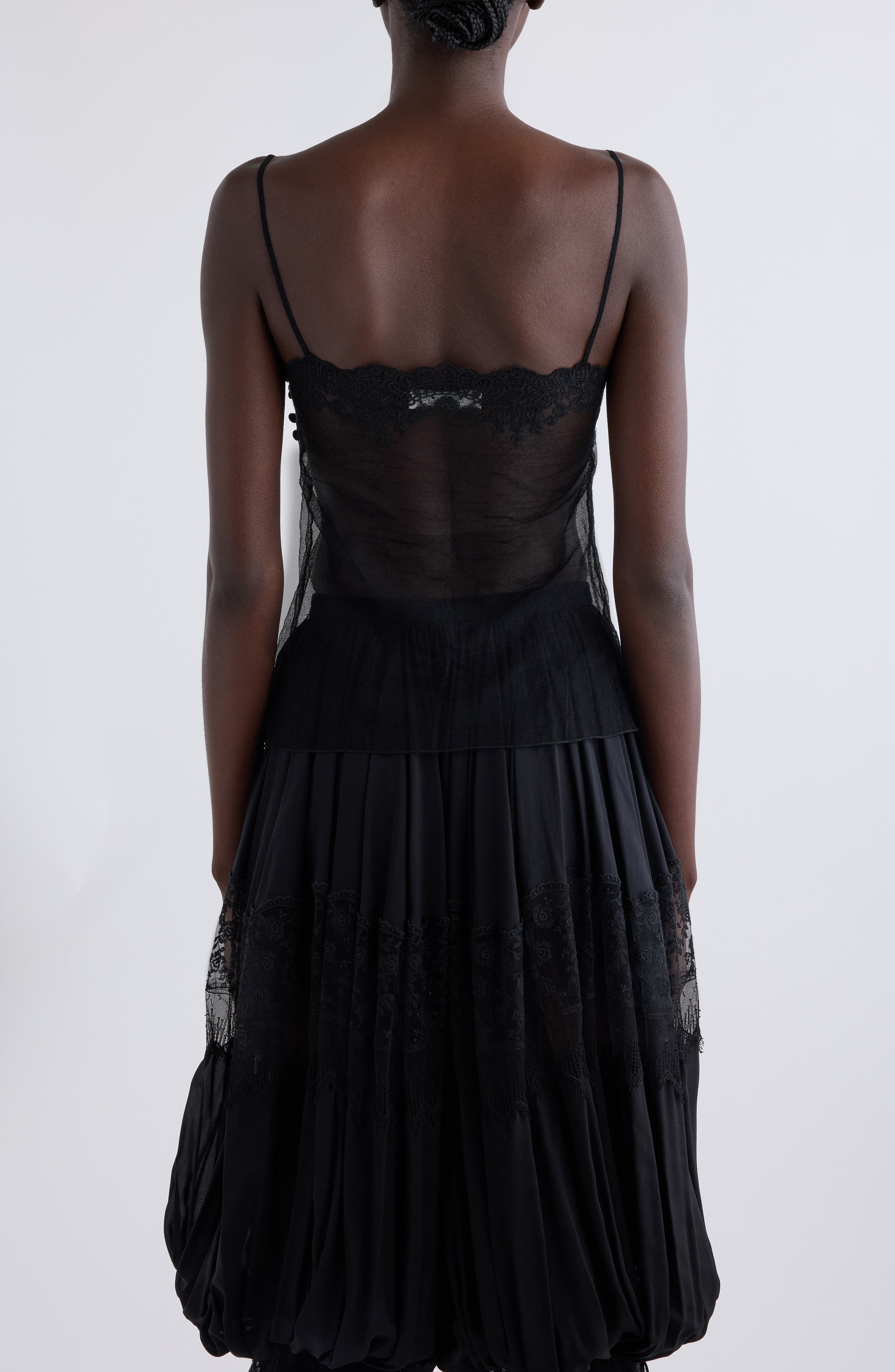 Chloé Lace Trim Sheer Fitted Tank in Black at Nordstrom - 3