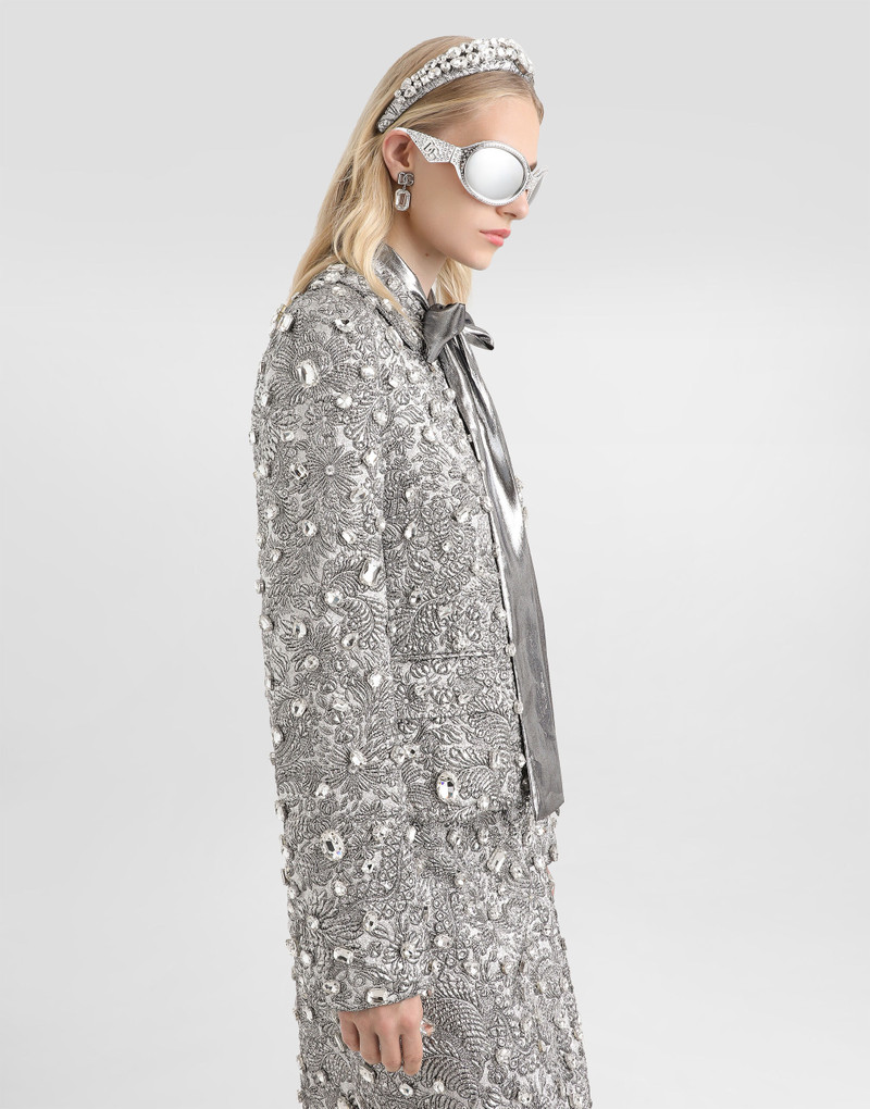 Single-breasted embroidered jacket with stones 4