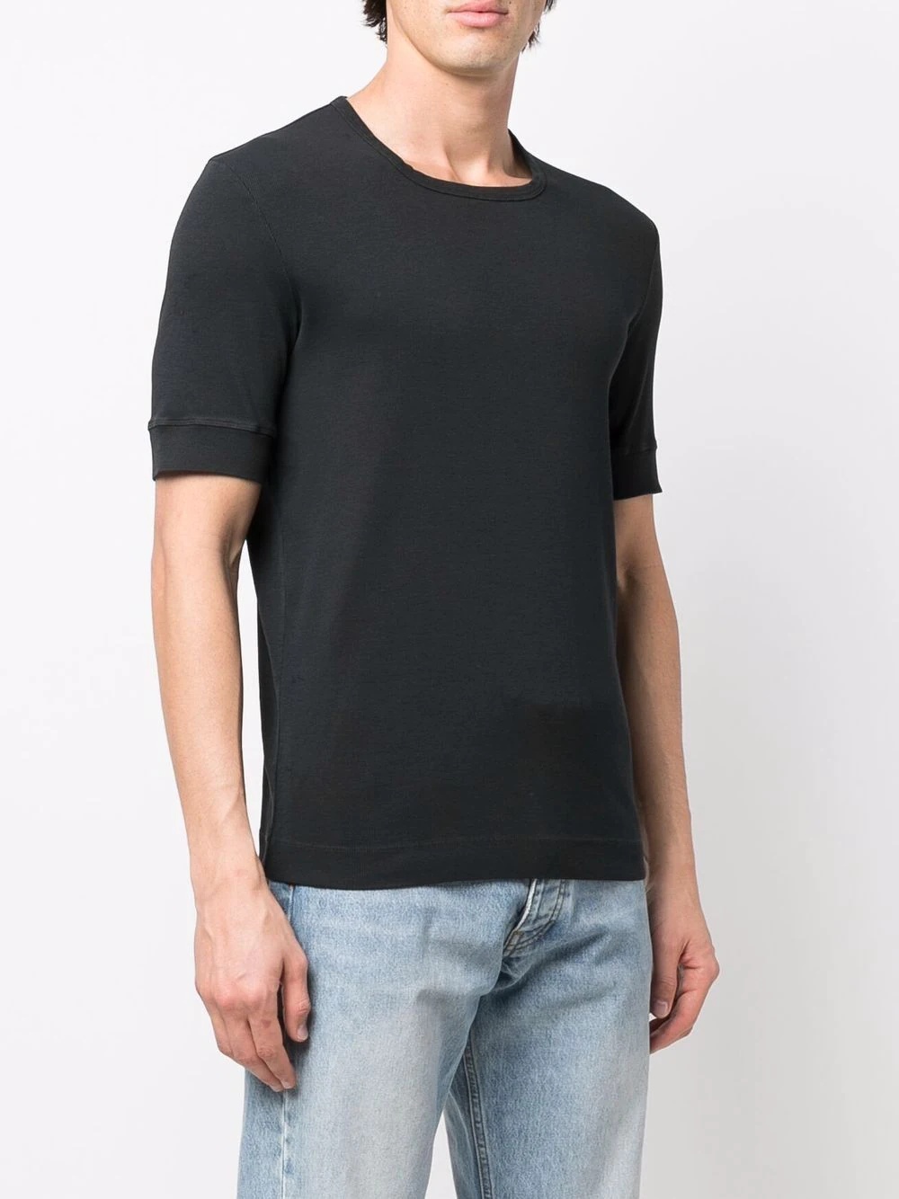 ribbed stretch-cotton T-shirt - 3