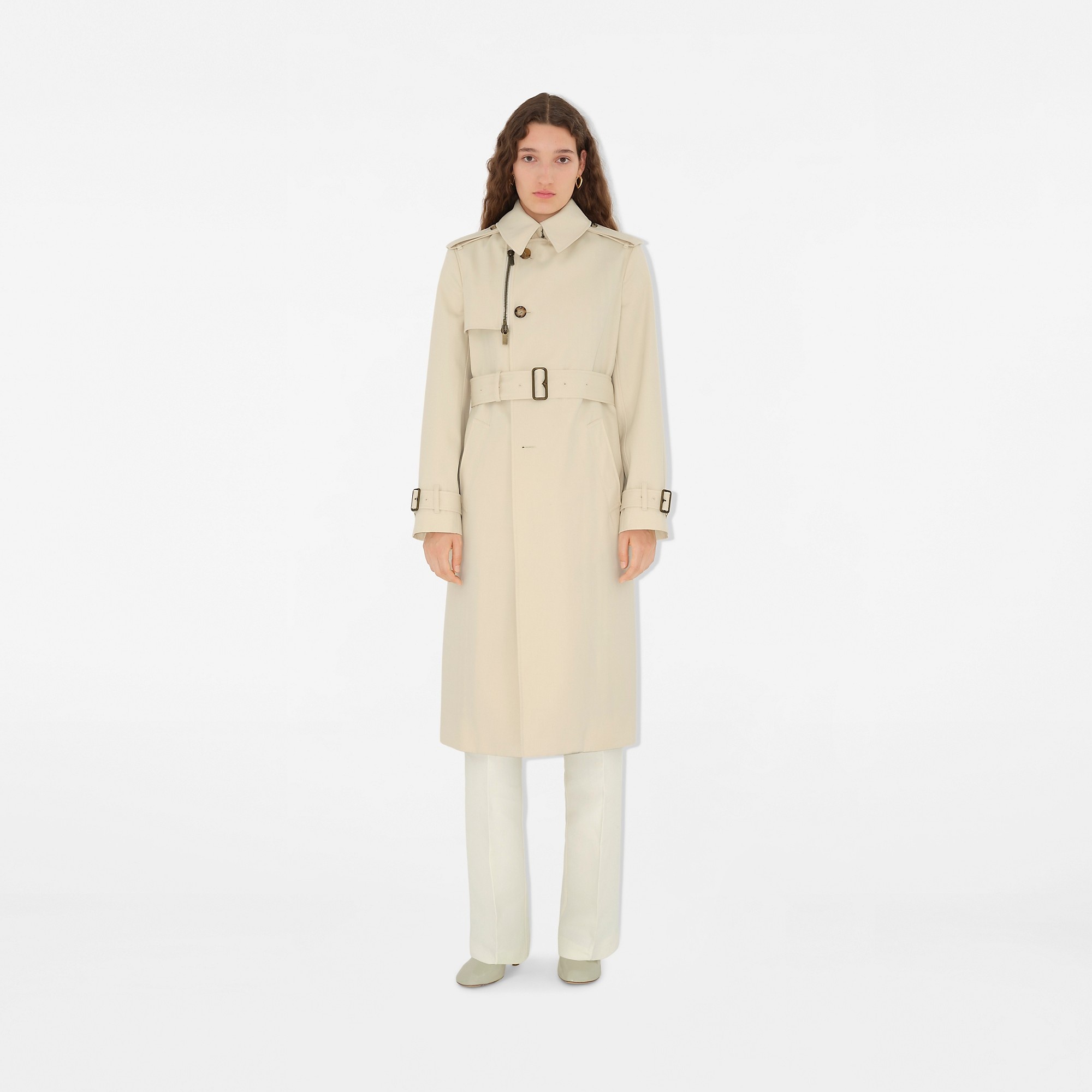 Long Cotton Blend Trench Coat - 5
