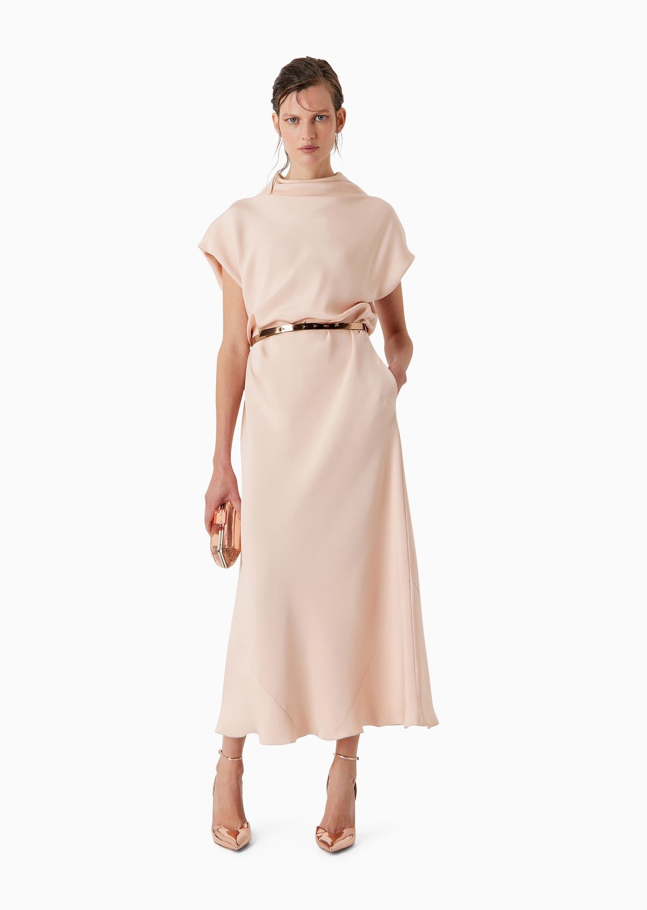 ワンピース GIORGIO ARMANI MAROCAIN GLITTERY SILK LONGUETTE DRESS GIORGIO ARMANI Marocain glittery silk midi dress | REVERSIBLE