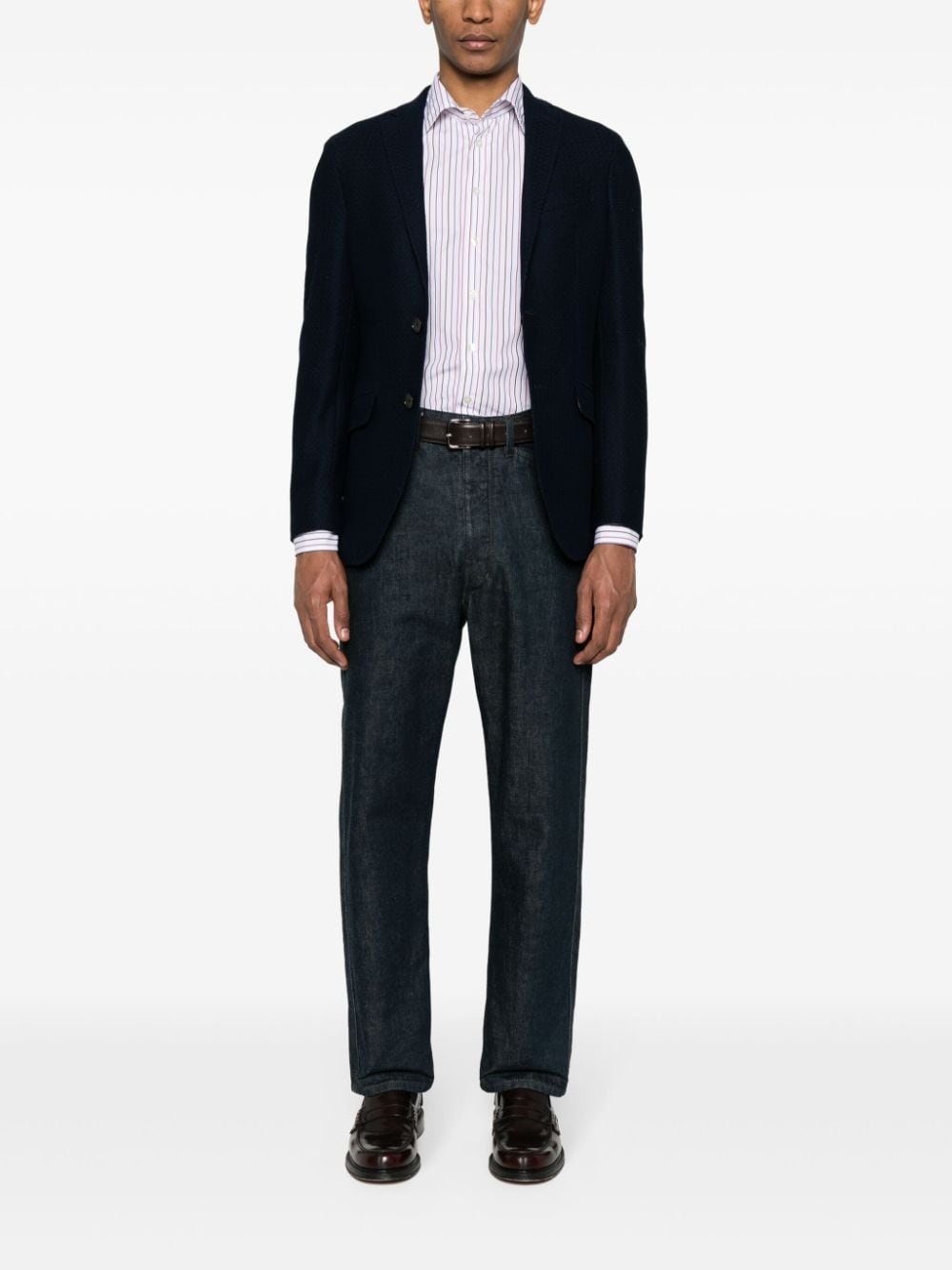 patterned-jacquard single-breasted blazer - 2