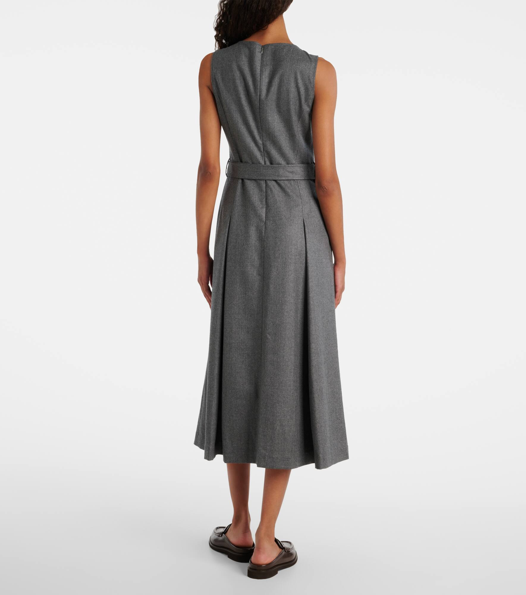 Belted virgin wool midi dress - 3