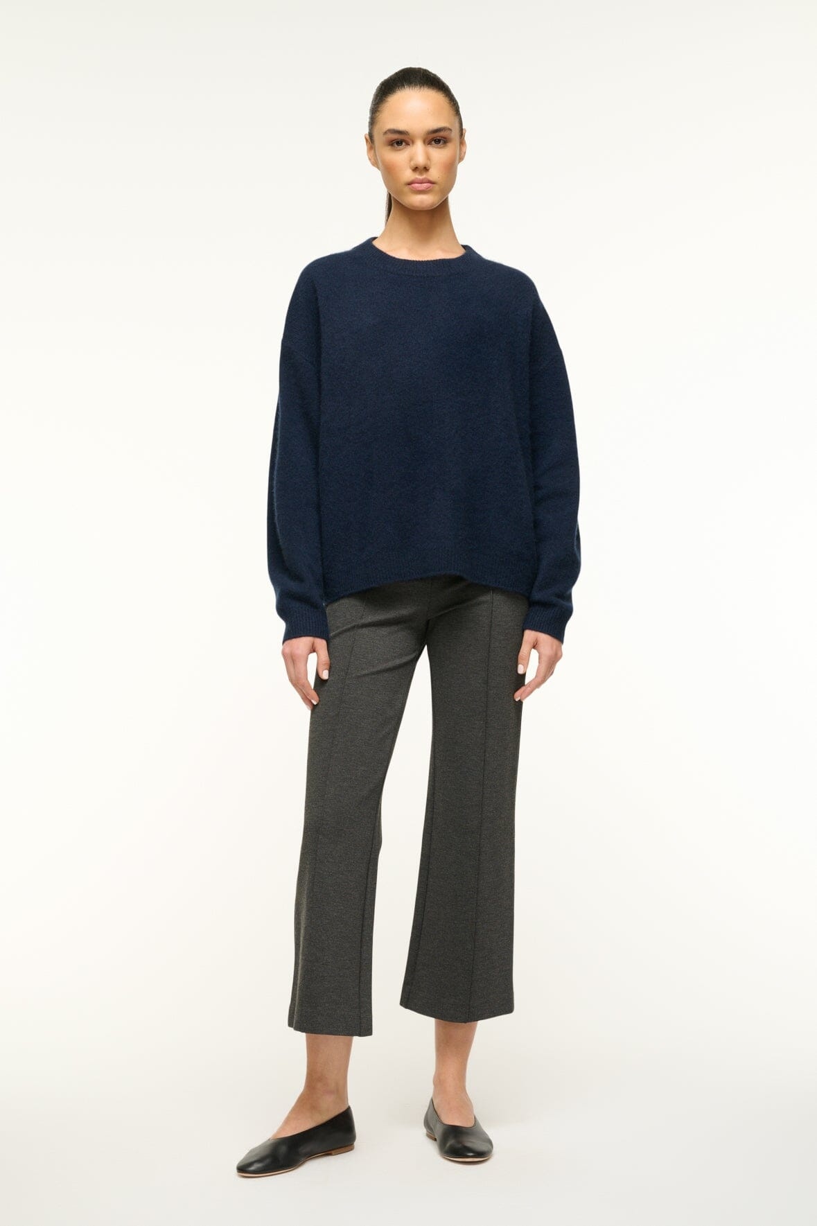 STAUD SERRANO CASHMERE RELAXED CREW NAVY - 3