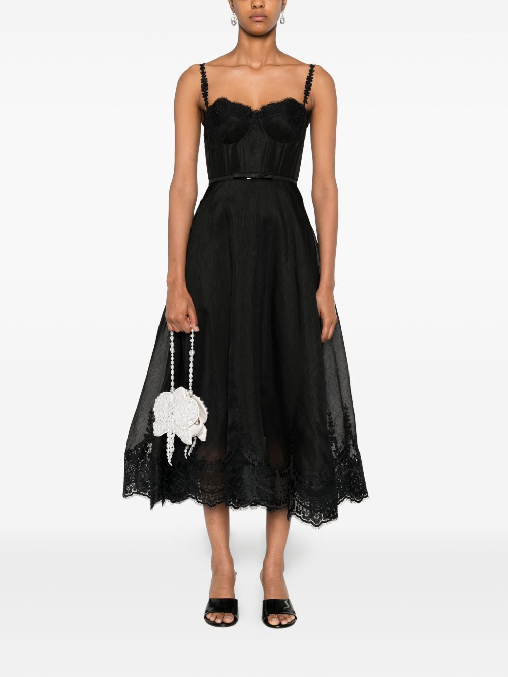 lace-trimmed corset midi dress - 2