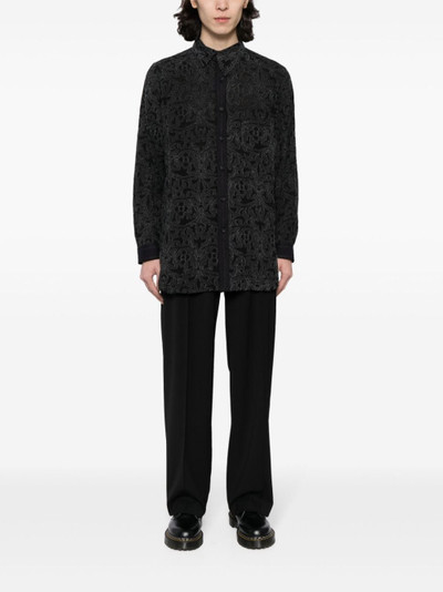 Yohji Yamamoto patterned-jacquard asymmetric-collar shirt outlook