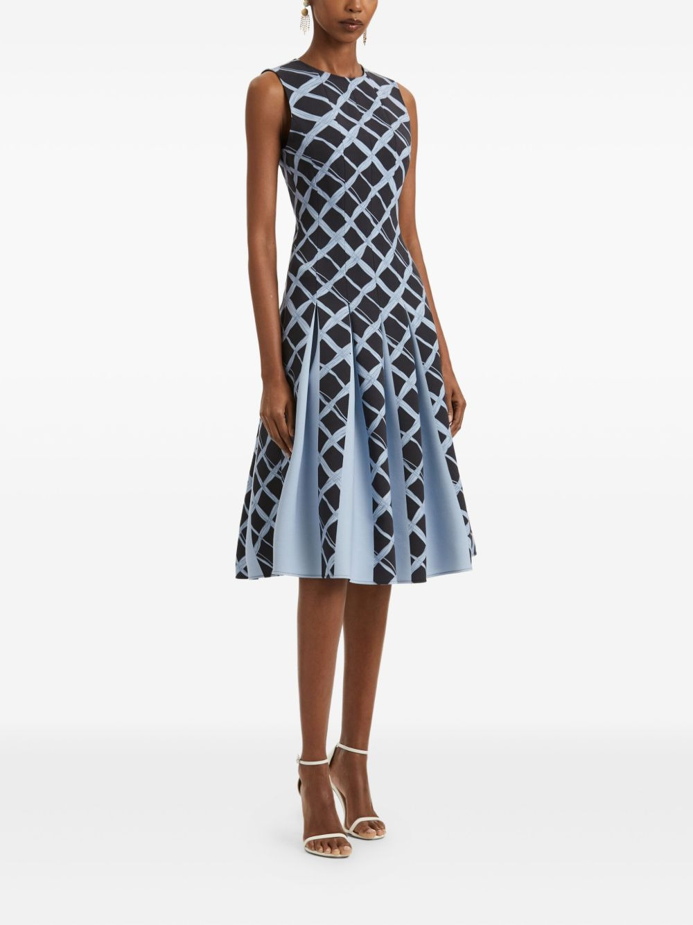 pleated wavy-pattern dress - 3