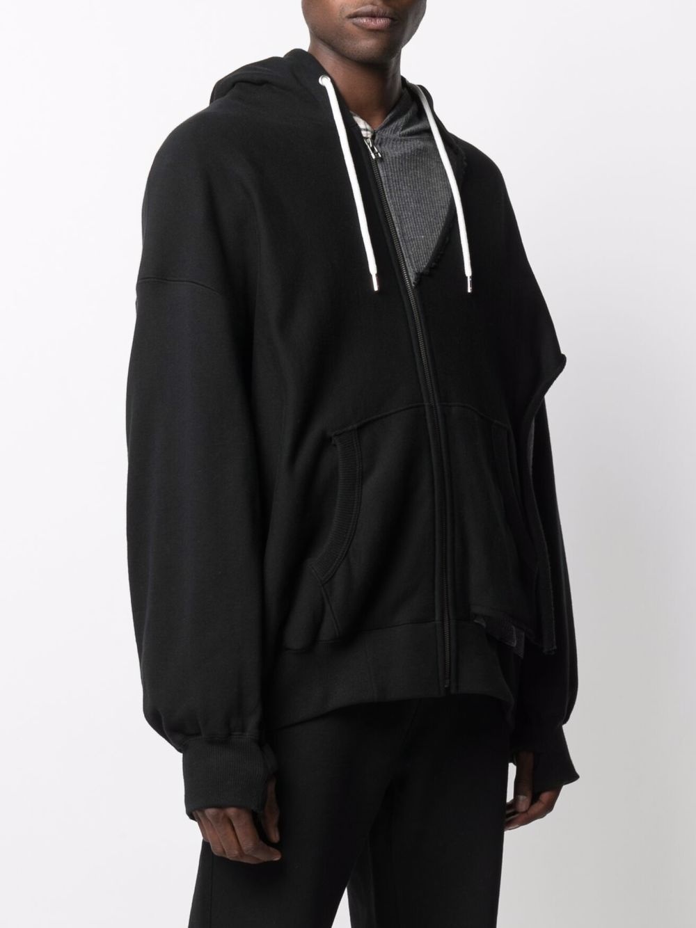 layered zip-up hoodie - 3