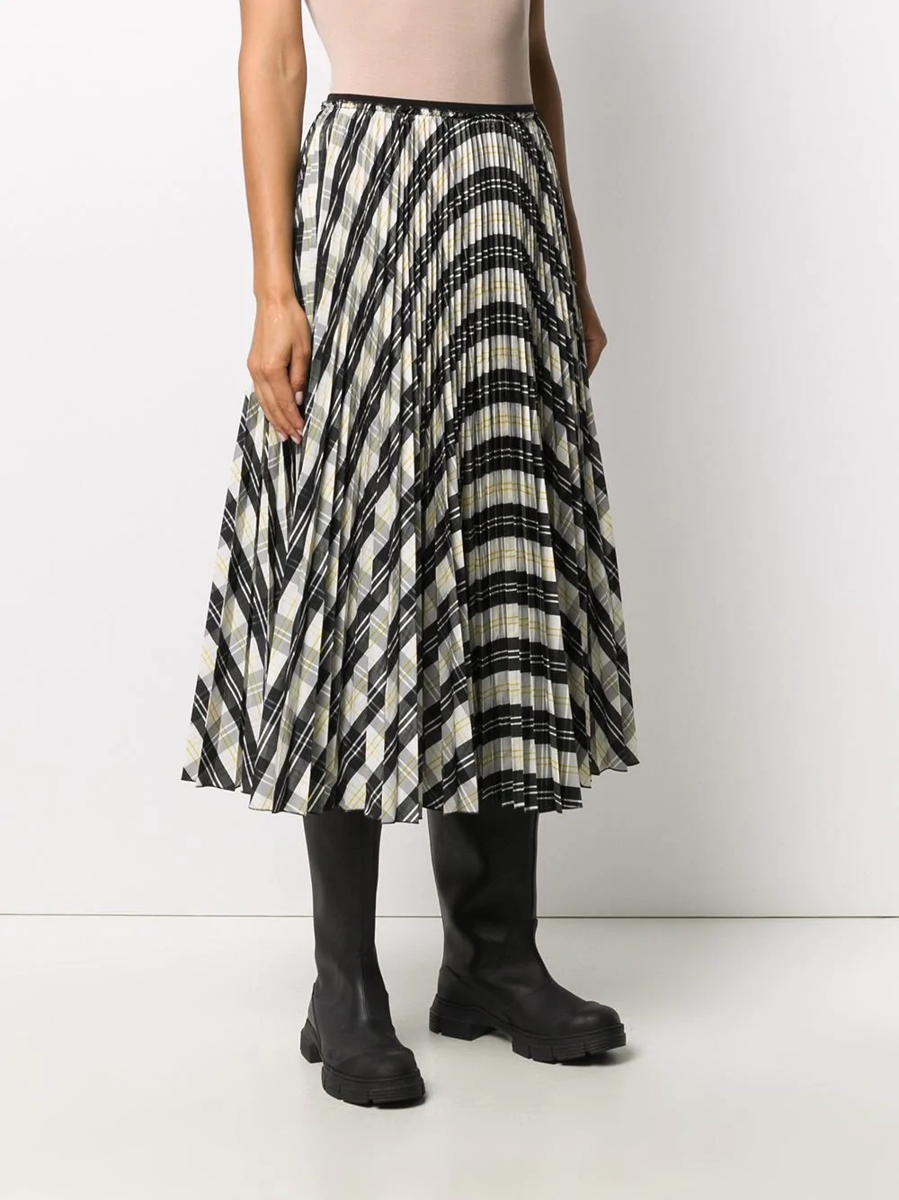 check-print pleated skirt - 3