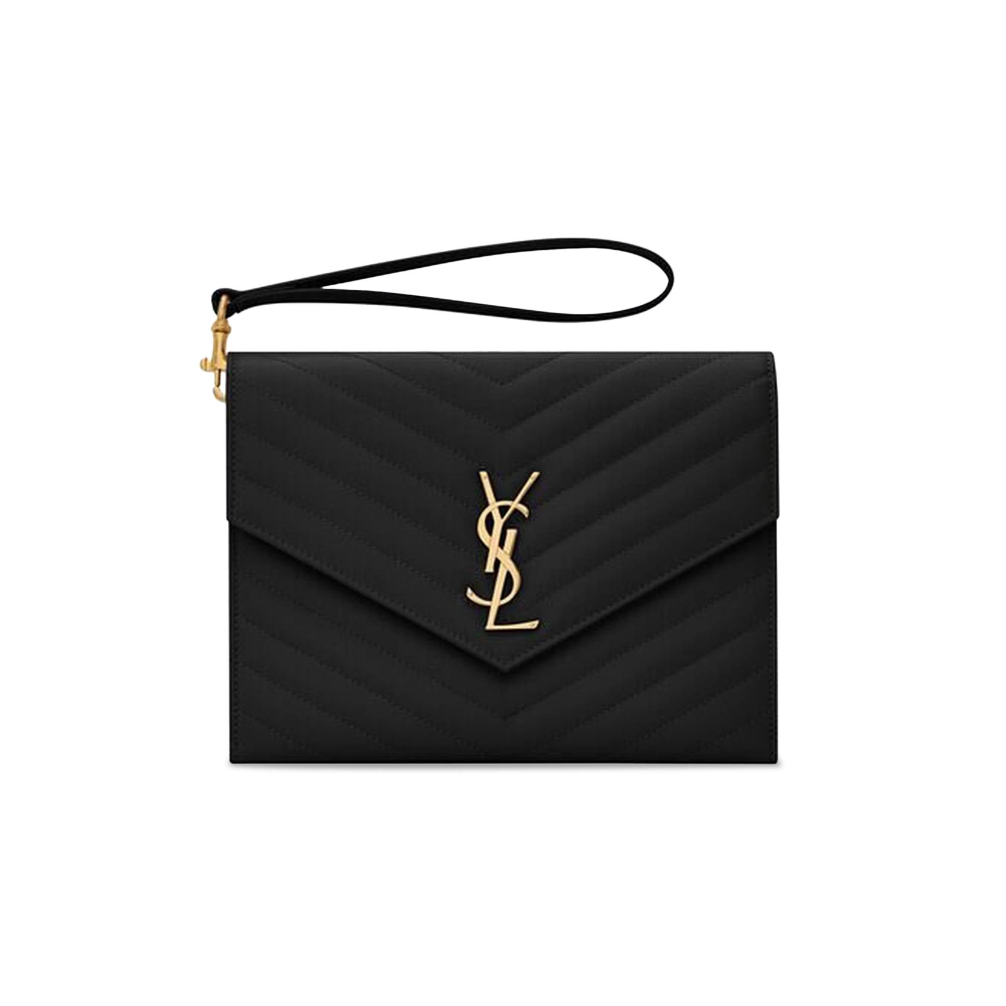 Saint Laurent Cassandre Matelassé Flap Pouch 'Black' - 1