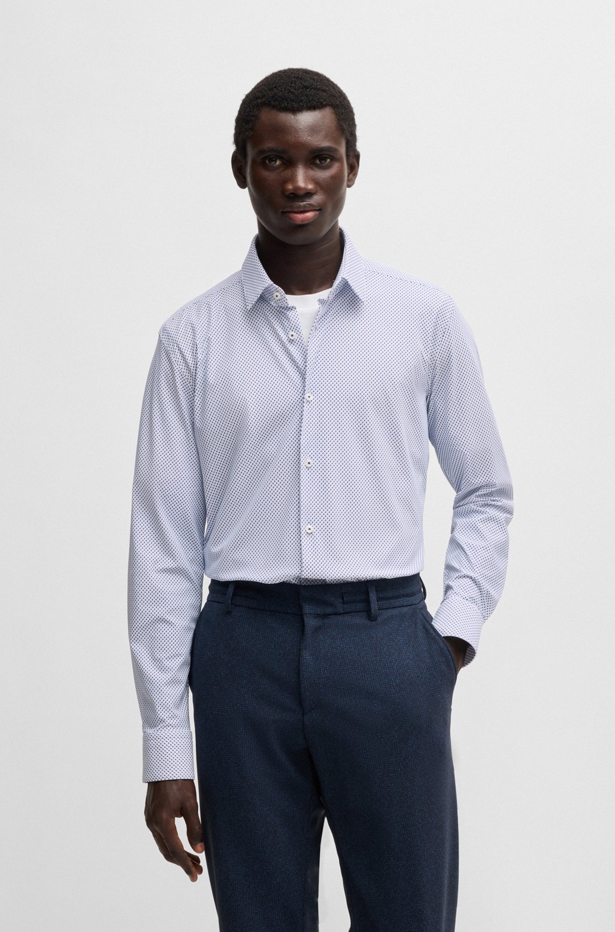 SLIM-FIT SHIRT IN PRINTED PERFORMANCE-STRETCH JERSEY - 2