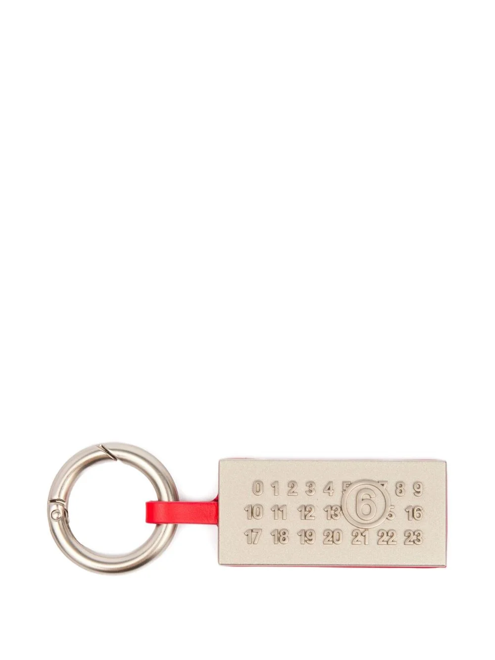 single-stitch logo leather key ring - 1