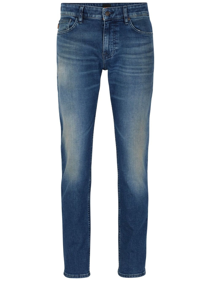 logo-patch cotton blend straight-leg jeans 1